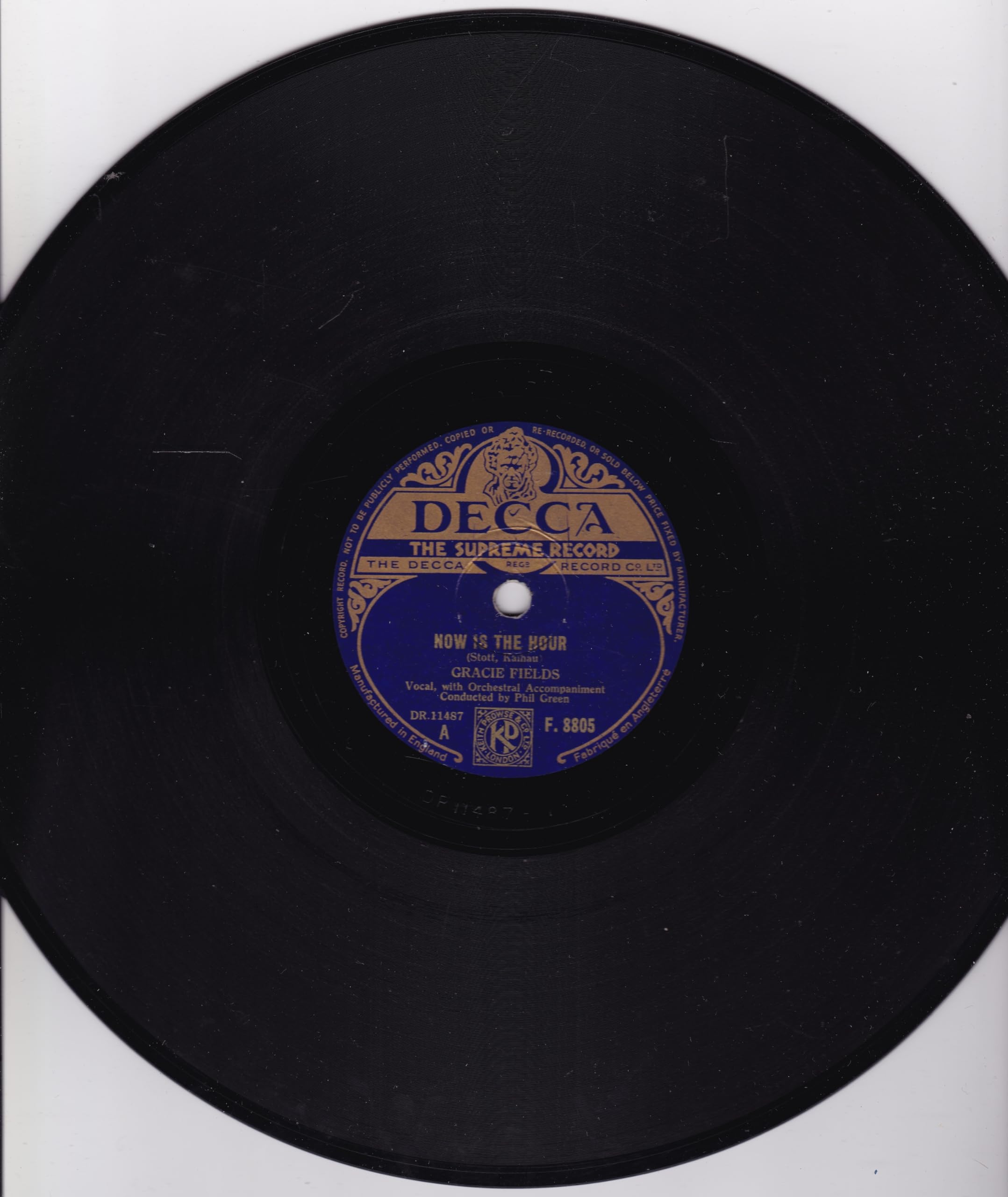 Gracie Fields - Now Is The Hour (Decca 1947) 10" 78RPM shellac single VG/-