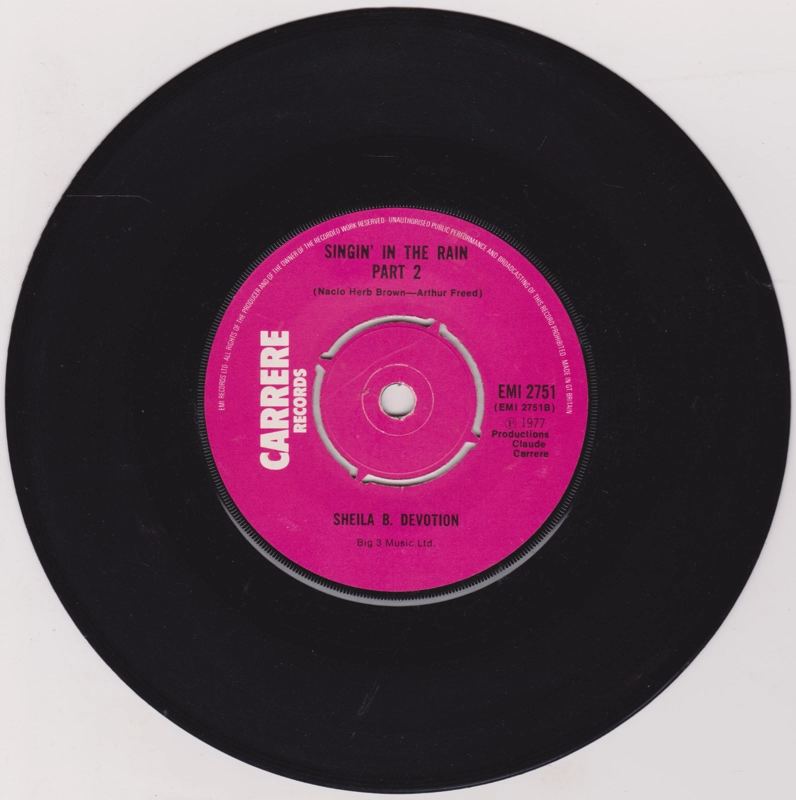 Sheila B. Devotion - Singin' In The Rain (Carrere, 1977) 7" vinyl single VG/-