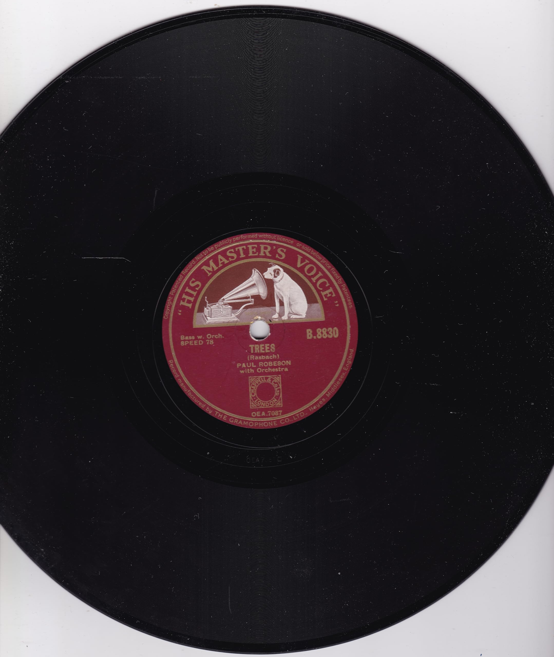Paul Robeson - Trees (HMV) 10" 78 RPM shellac single VG/-
