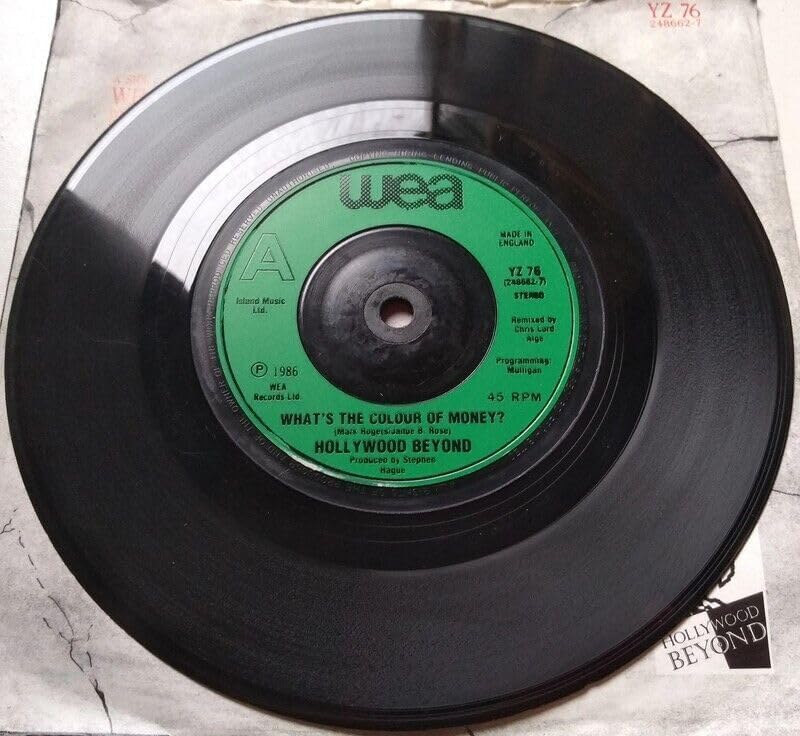 Hollywood Beyond - What's The Colour Of Money? (WEA 1986) 7" vinyl single VG/VG