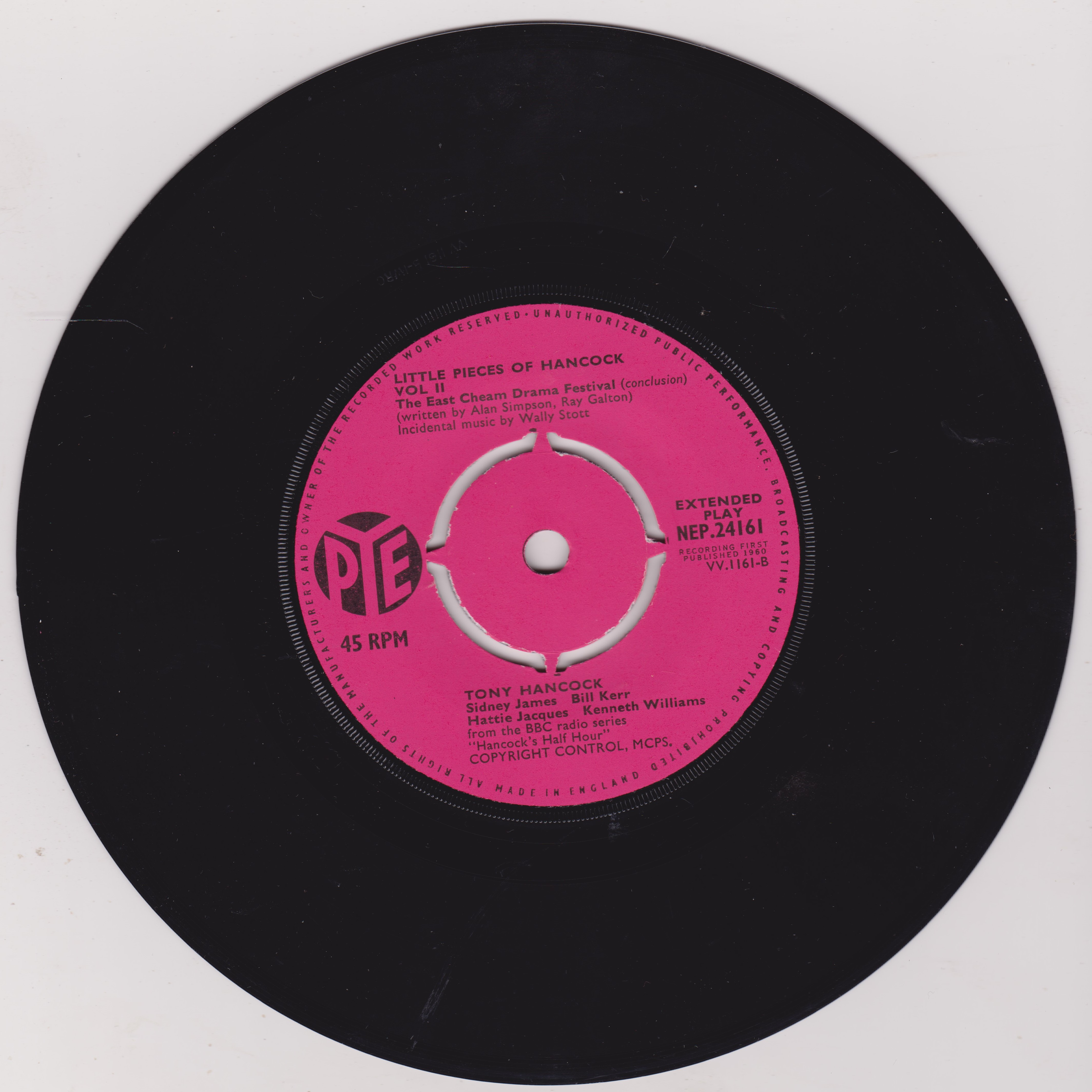 Tony Hancock ‎– Little Pieces Of Hancock Volume 2 (Pye 1960) 7" vinyl P/S EP VG/VG