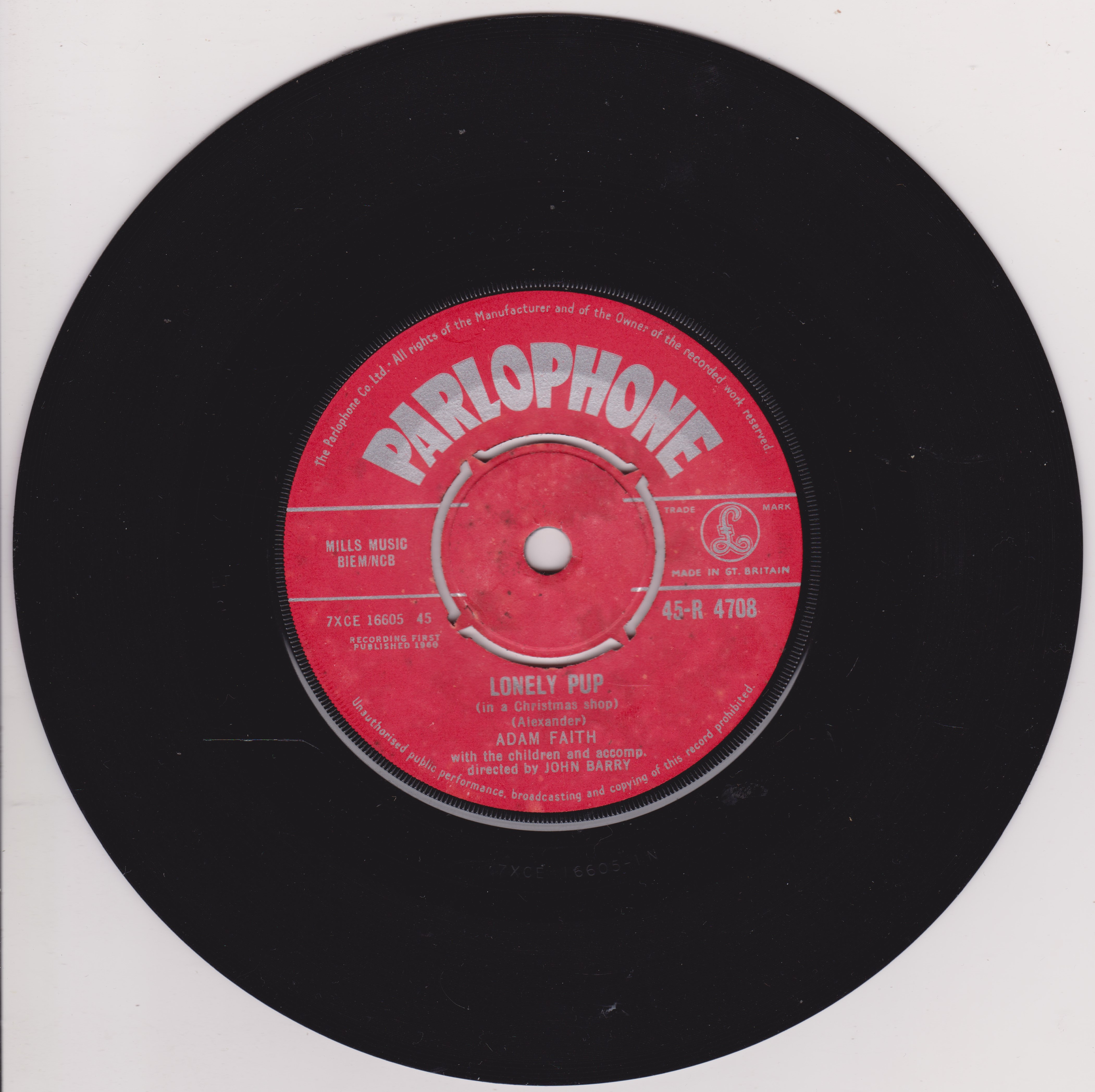 Adam Faith – Lonely Pup (In A Christmas Shop) (1967) 7" vinyl single VG/-