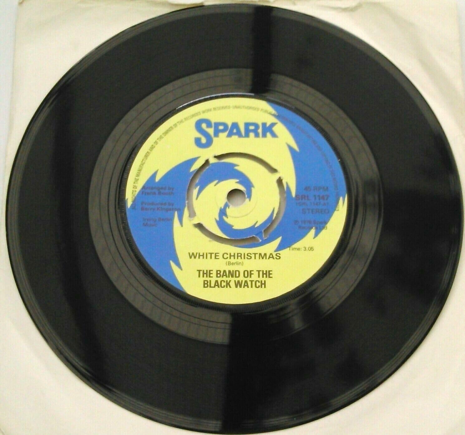 The Band of the Black Watch - White Christmas (Spark 1976) 7" vinyl single VG/-