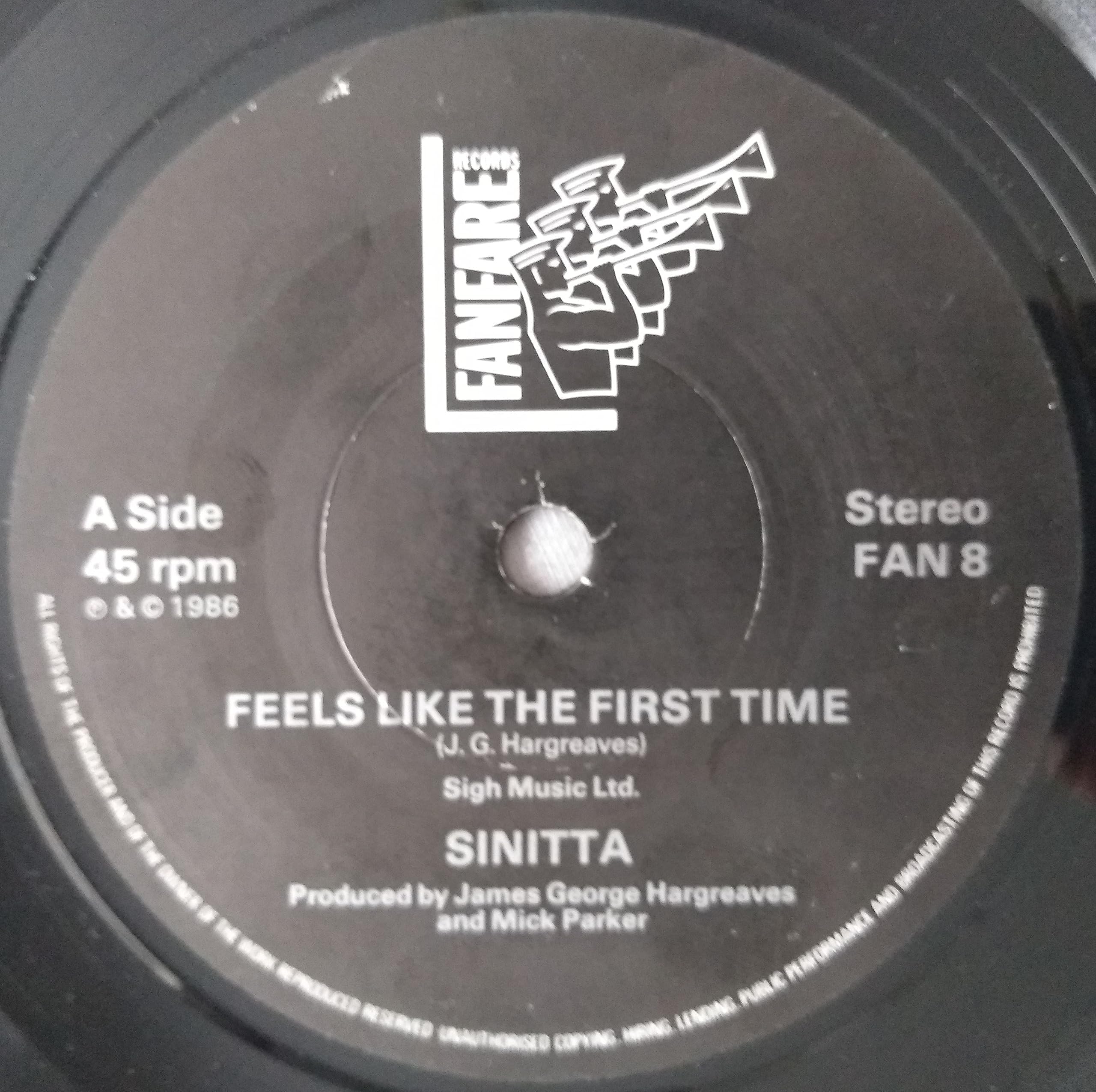 Sinitta – Feels Like The First Time (Fanfare 1986) 7" vinyl single VG/-