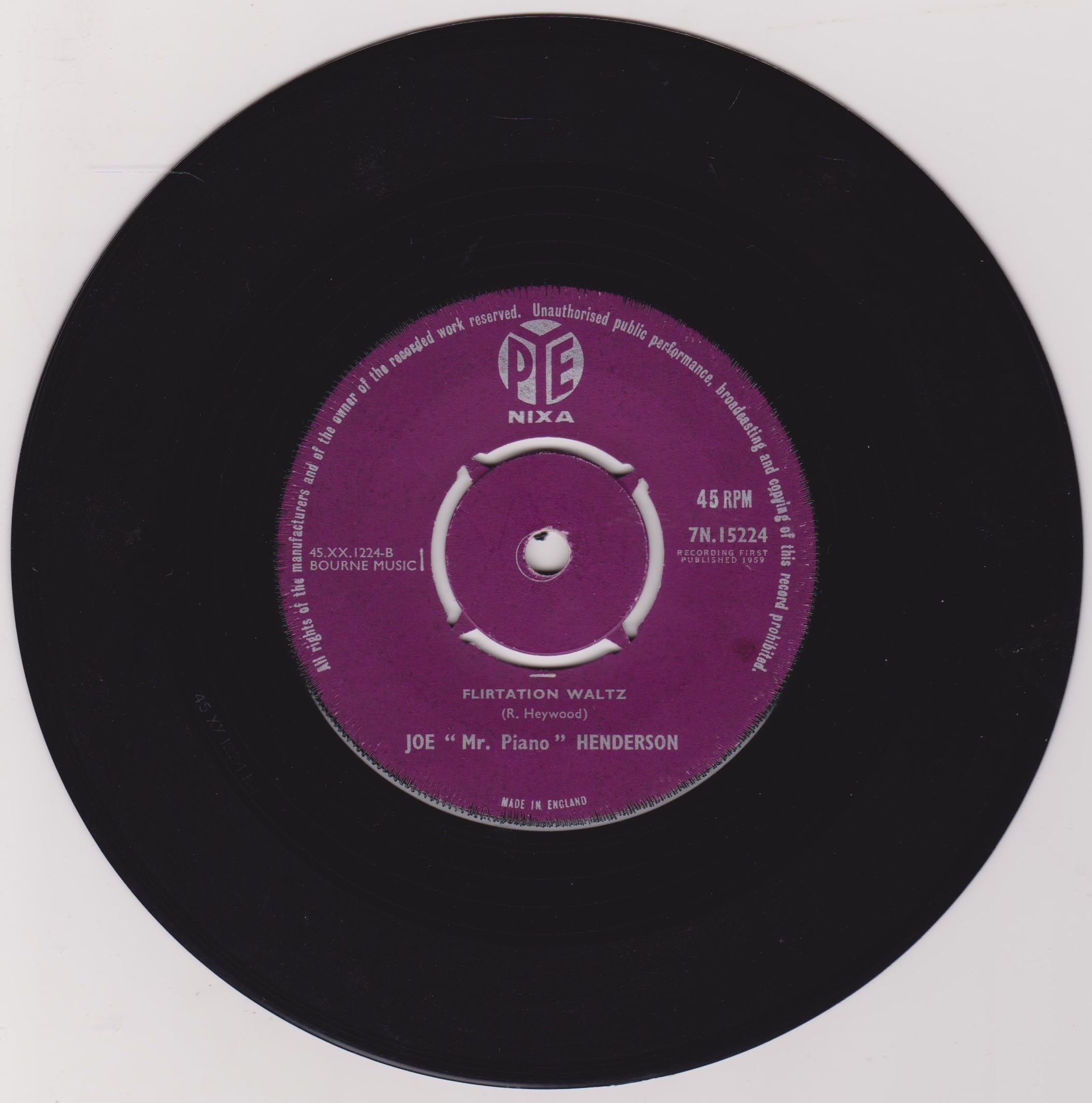 Joe 'Mr. Piano' Henderson - Treble Chance (Pye 1959) 7" vinyl single VG/-
