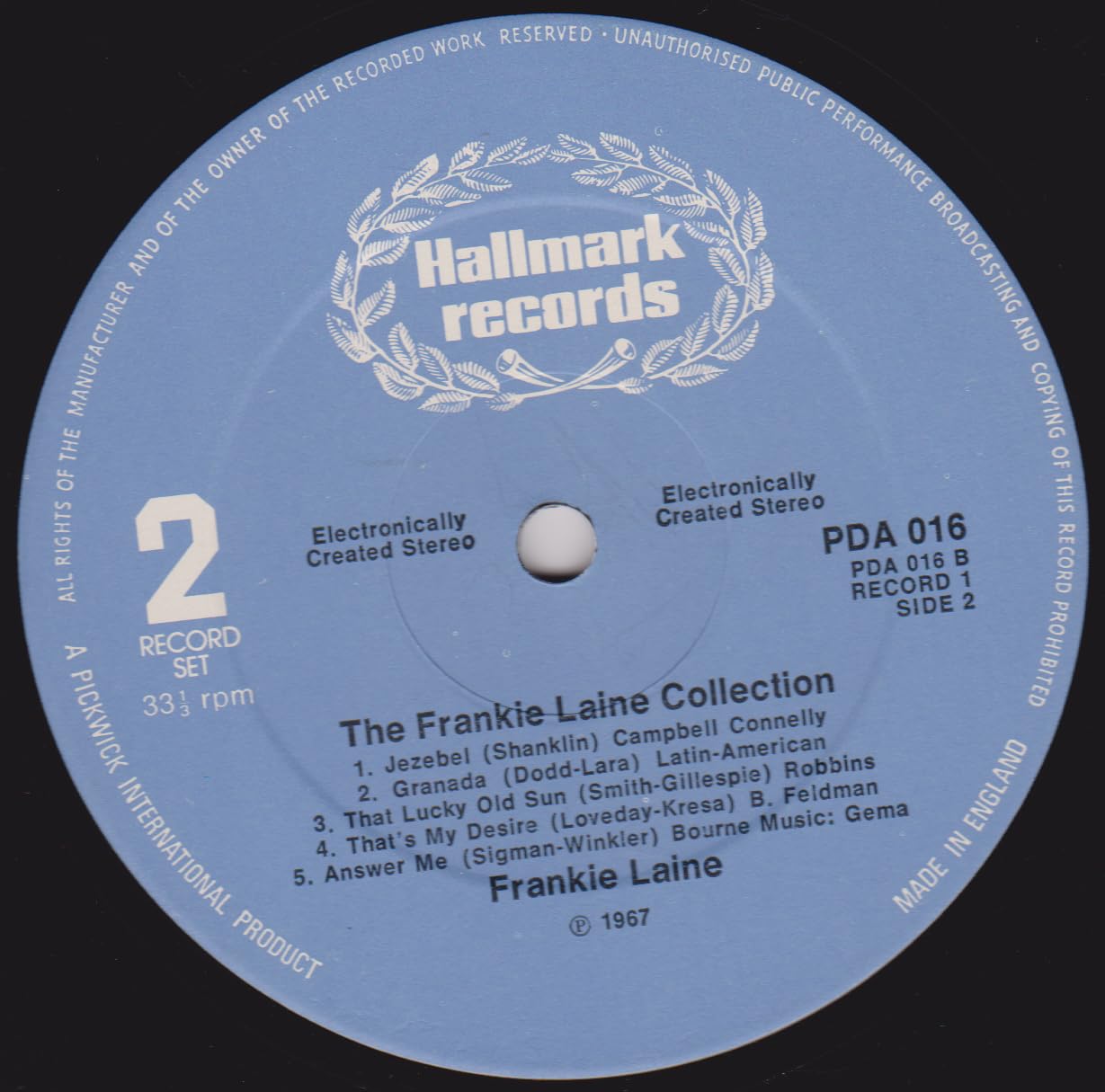 Frankie Laine ‎– The Frankie Laine Collection (Hallmark 1974) 2x12" vinyl LP VG/VG