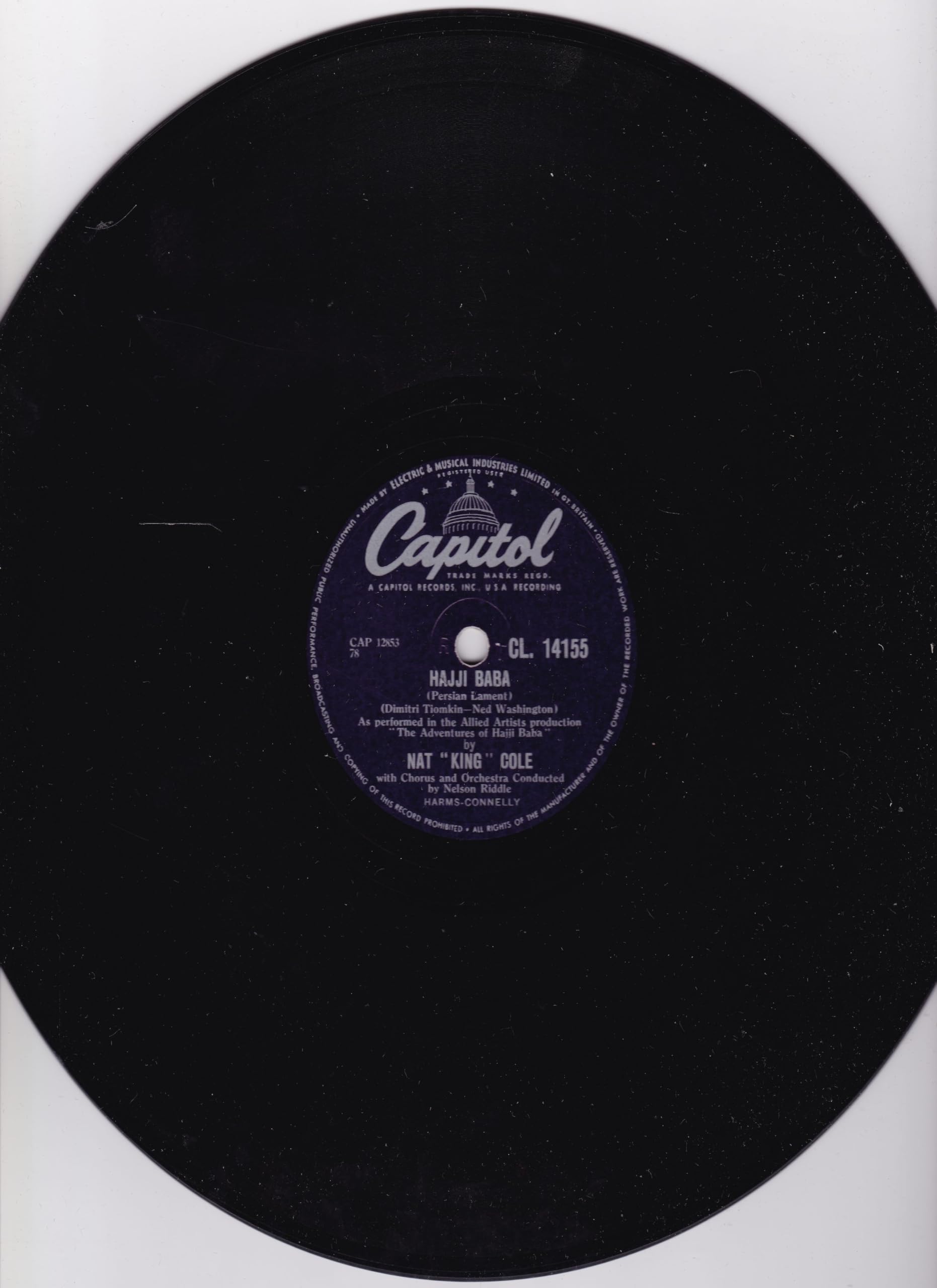 Nat "King" Cole ‎– Hajji Baba (Capitol 1954) 10" 78RPM shellac single VG/-