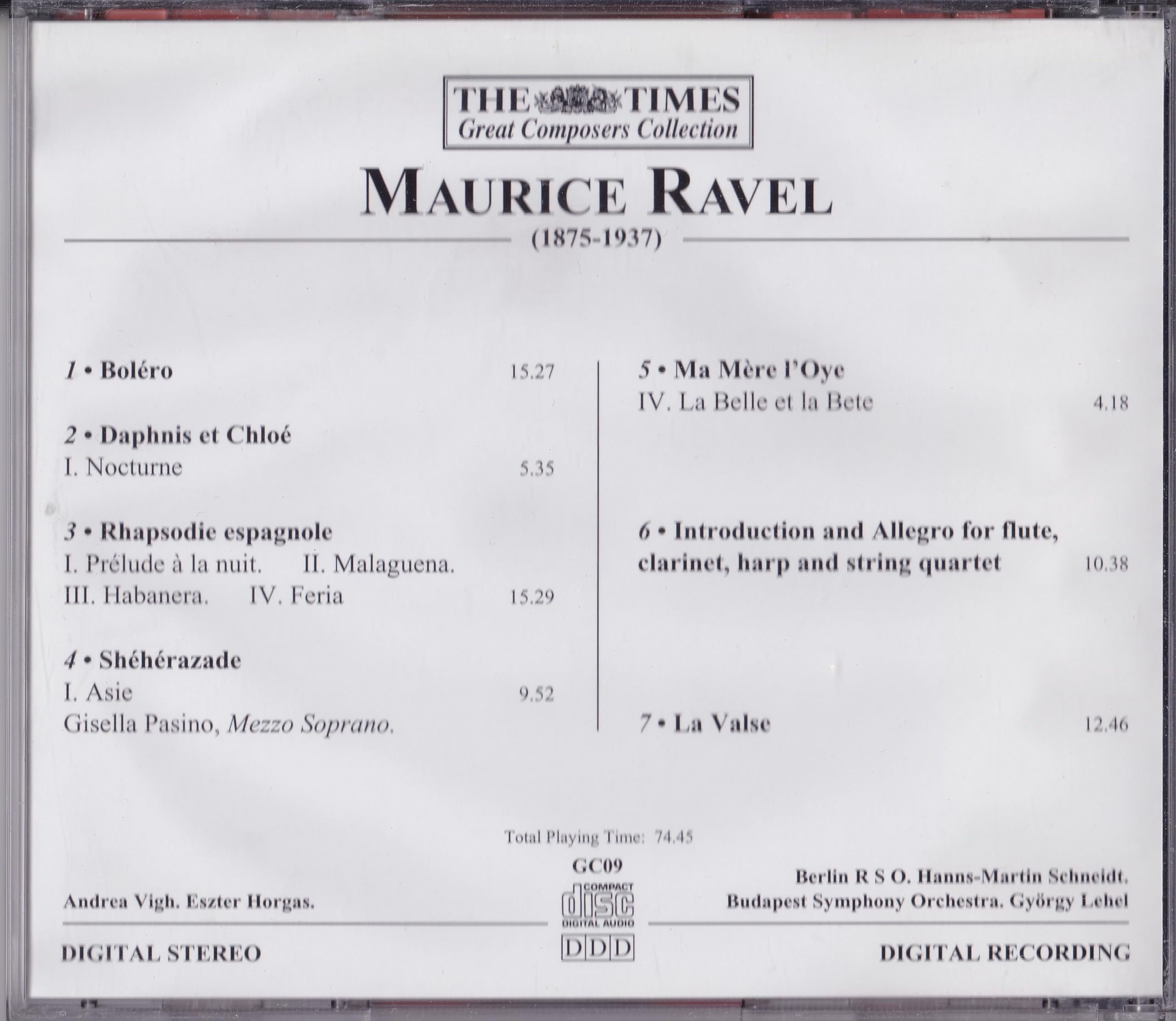 Maurice Ravel – Great Composers Collection (1989) CD album