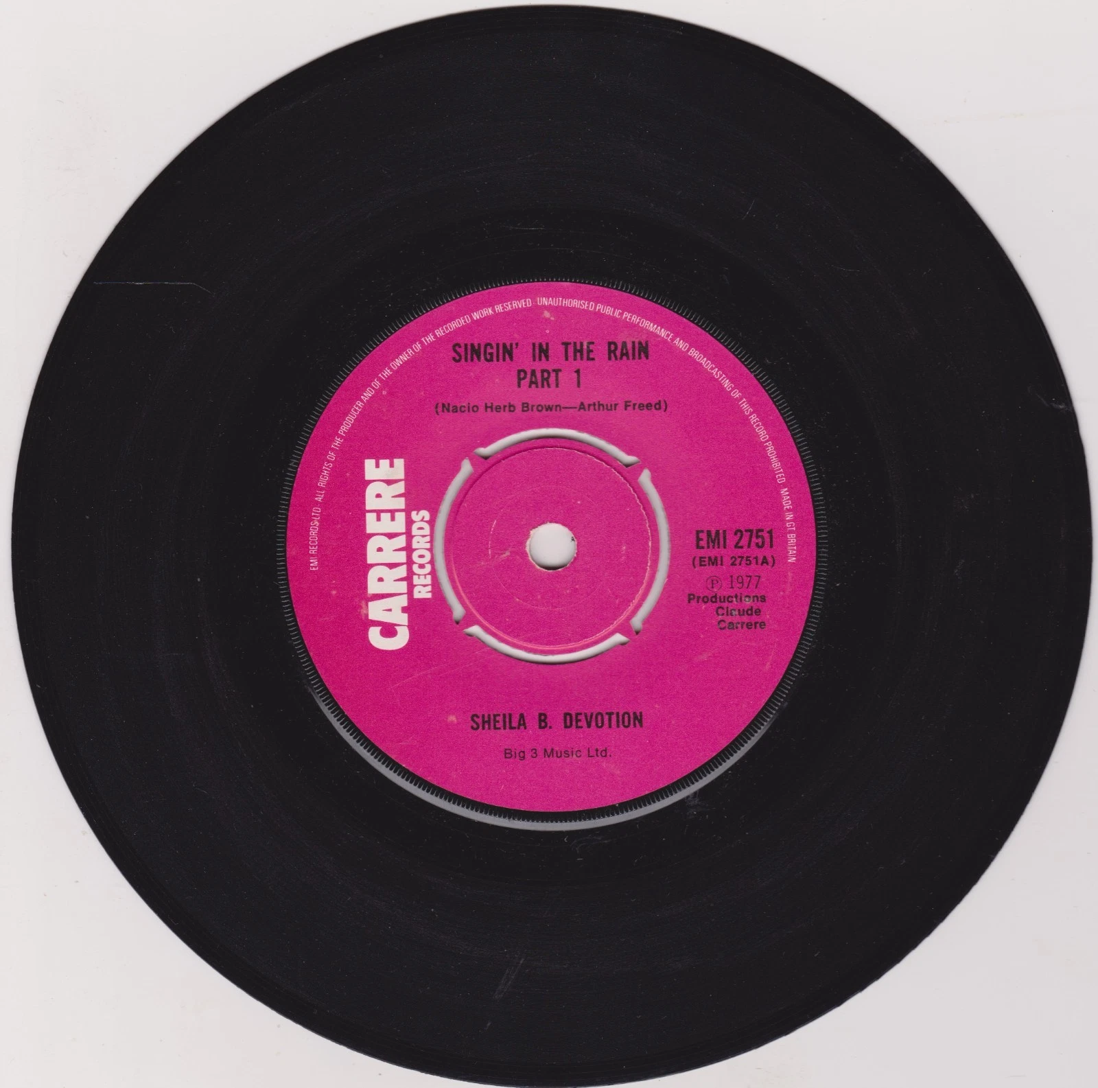 Sheila B. Devotion - Singin' In The Rain (Carrere, 1977) 7" vinyl single VG/-