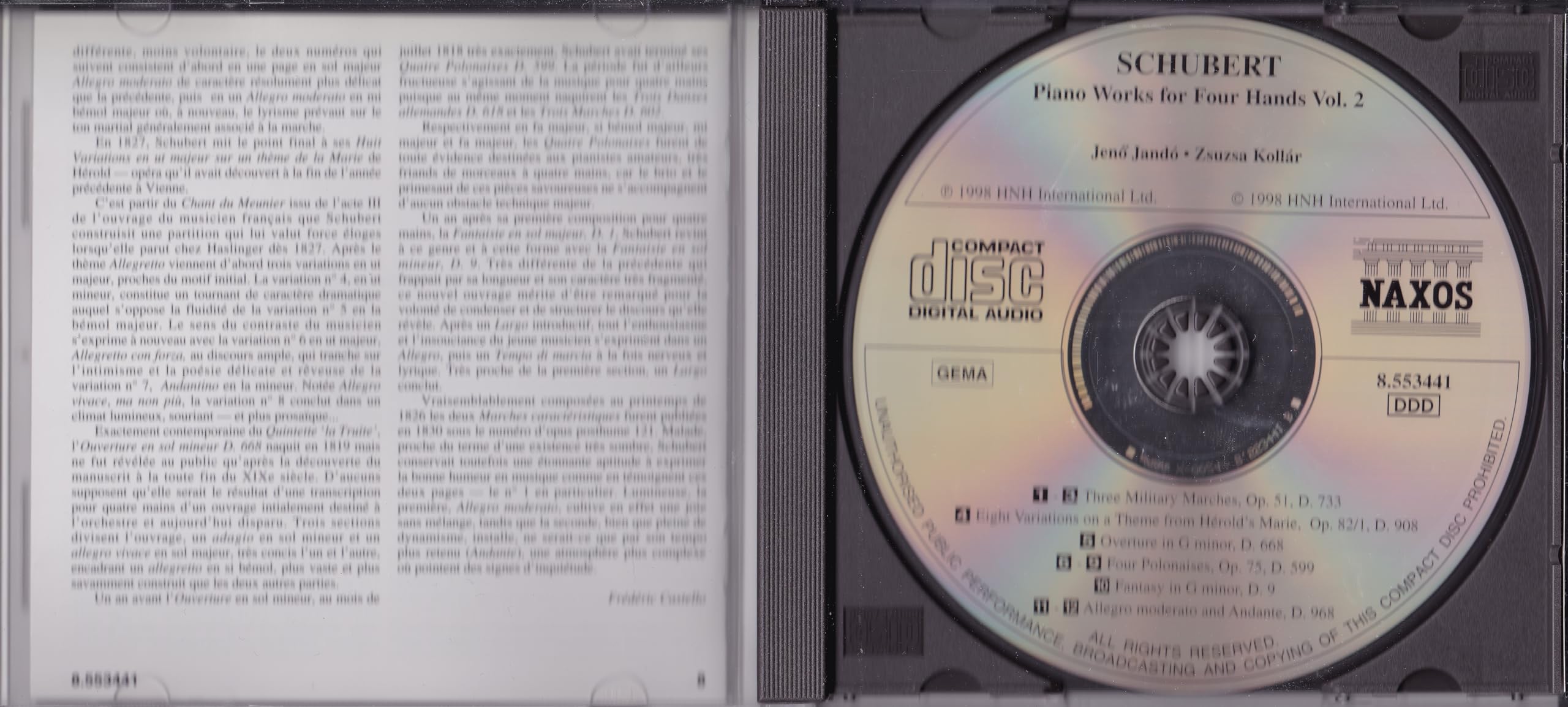 Schubert - Piano Works For Four Hands, Vol. 2 (Three Military Marches - Four Polonaieses - Fantasy In G Minor) (1998) CD album