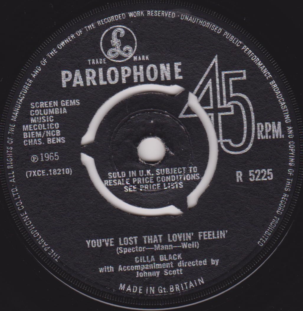 Cilla Black - You've Lost That Lovin' Feelin' (Parlophone 1965) 7" vinyl single VG/-