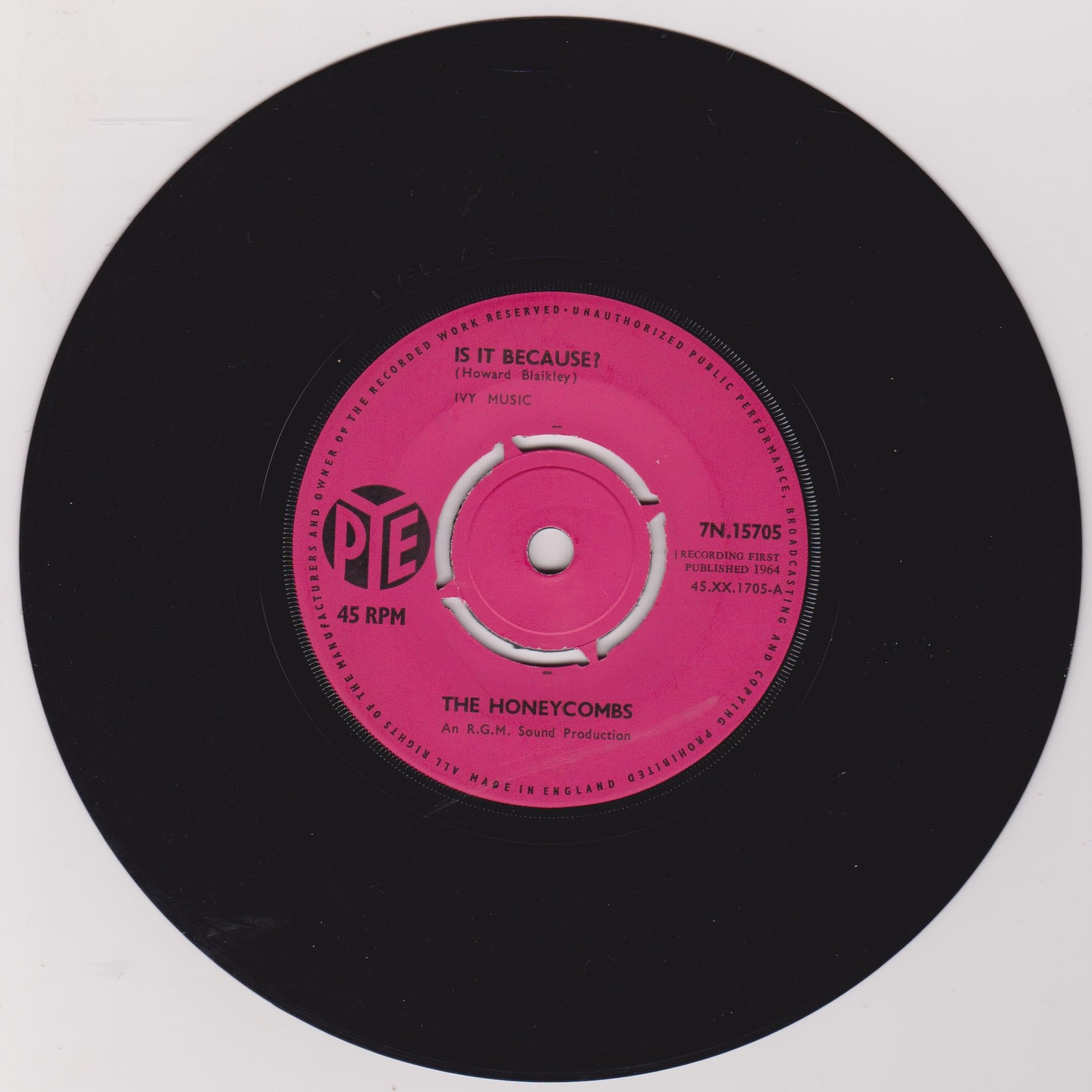 The Honeycombs - Is It Because? (Pye 1964) 7" vinyl single VG/-