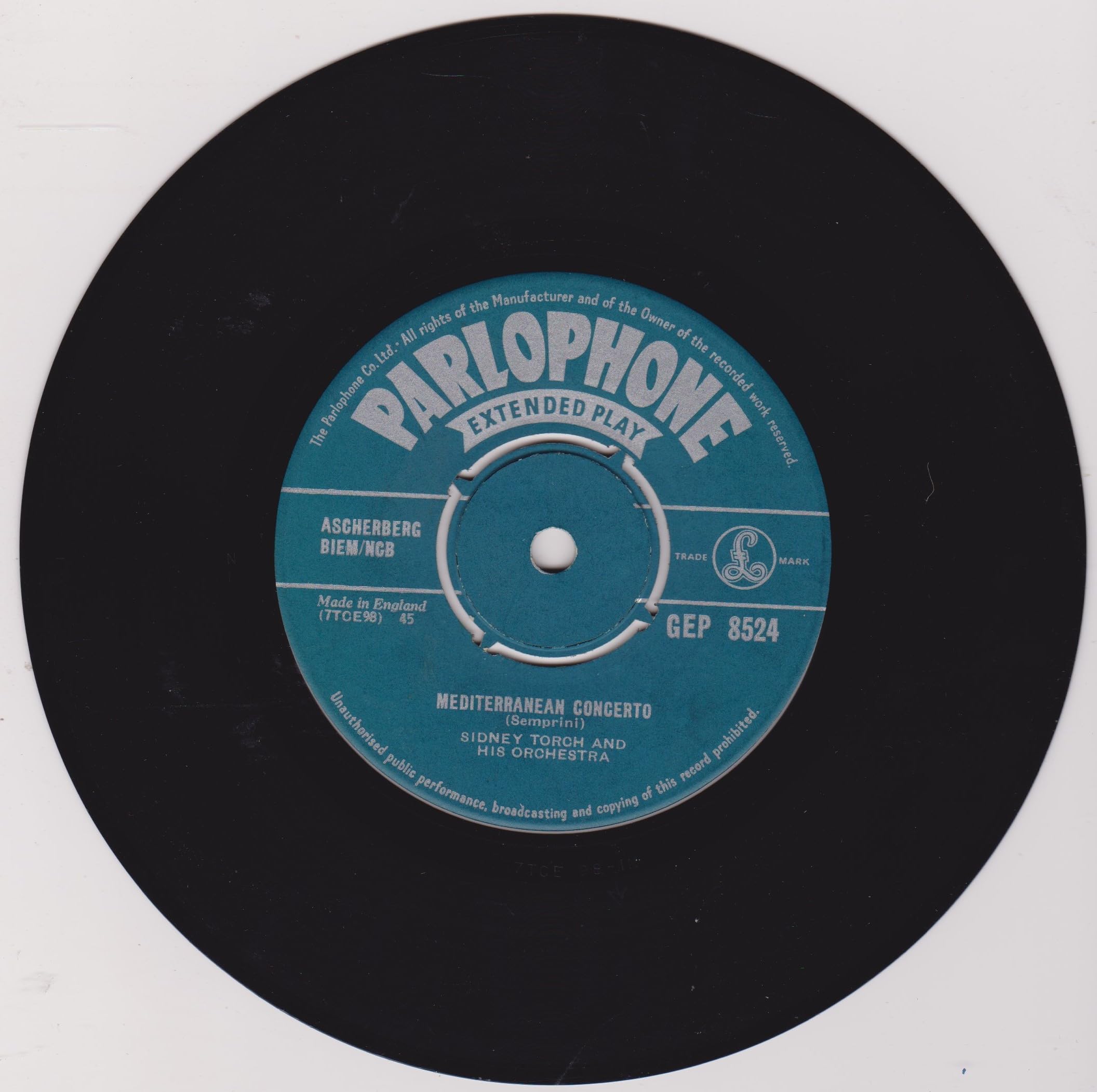 Sidney Torch And His Orchestra ‎– Slaughter On Tenth Avenue (Parlophone 1965) 7" vinyl EP VG/G