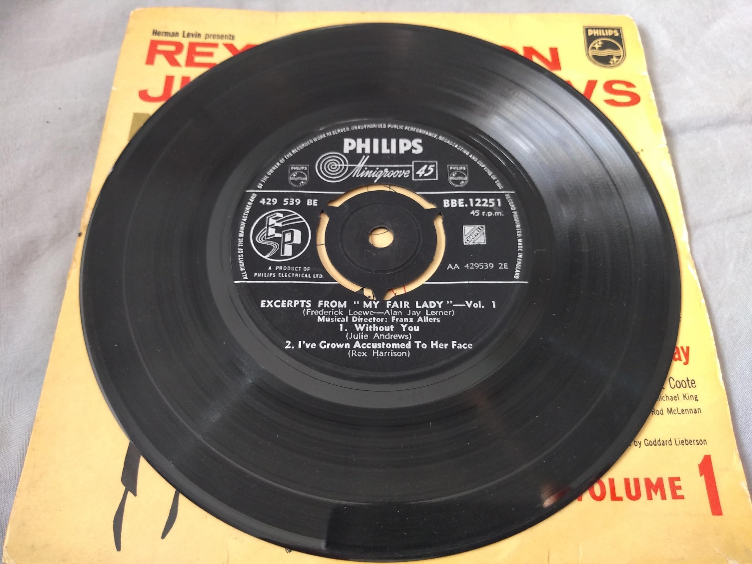 Rex Harrison and Julie Andrews - My Fair Lady Volume 1 (Philips) 7" vinyl EP VG/VG