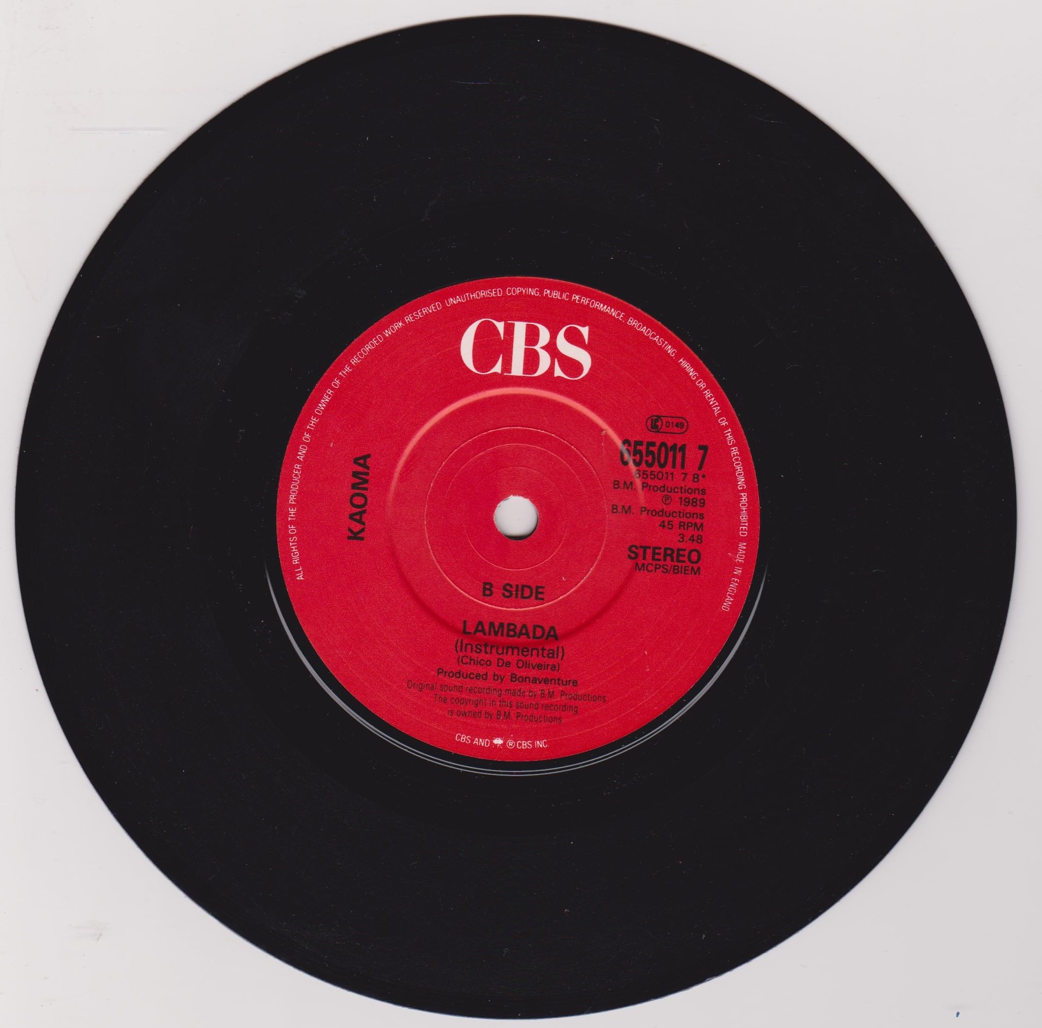 Kaoma - Lambada (CBS 1989) 7" vinyl single VG/VG