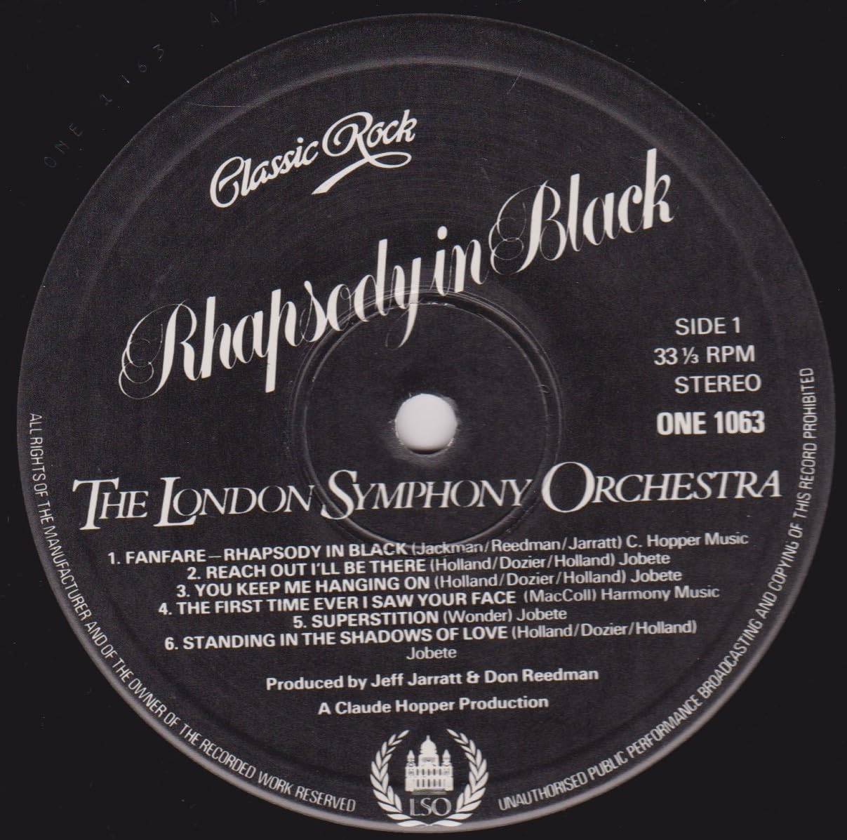 The London Symphony Orchestra And The Royal Choral Society ‎– Classic Rock Rhapsody In Black (K-Tel 1979) 12" vinyl LP VG/VG