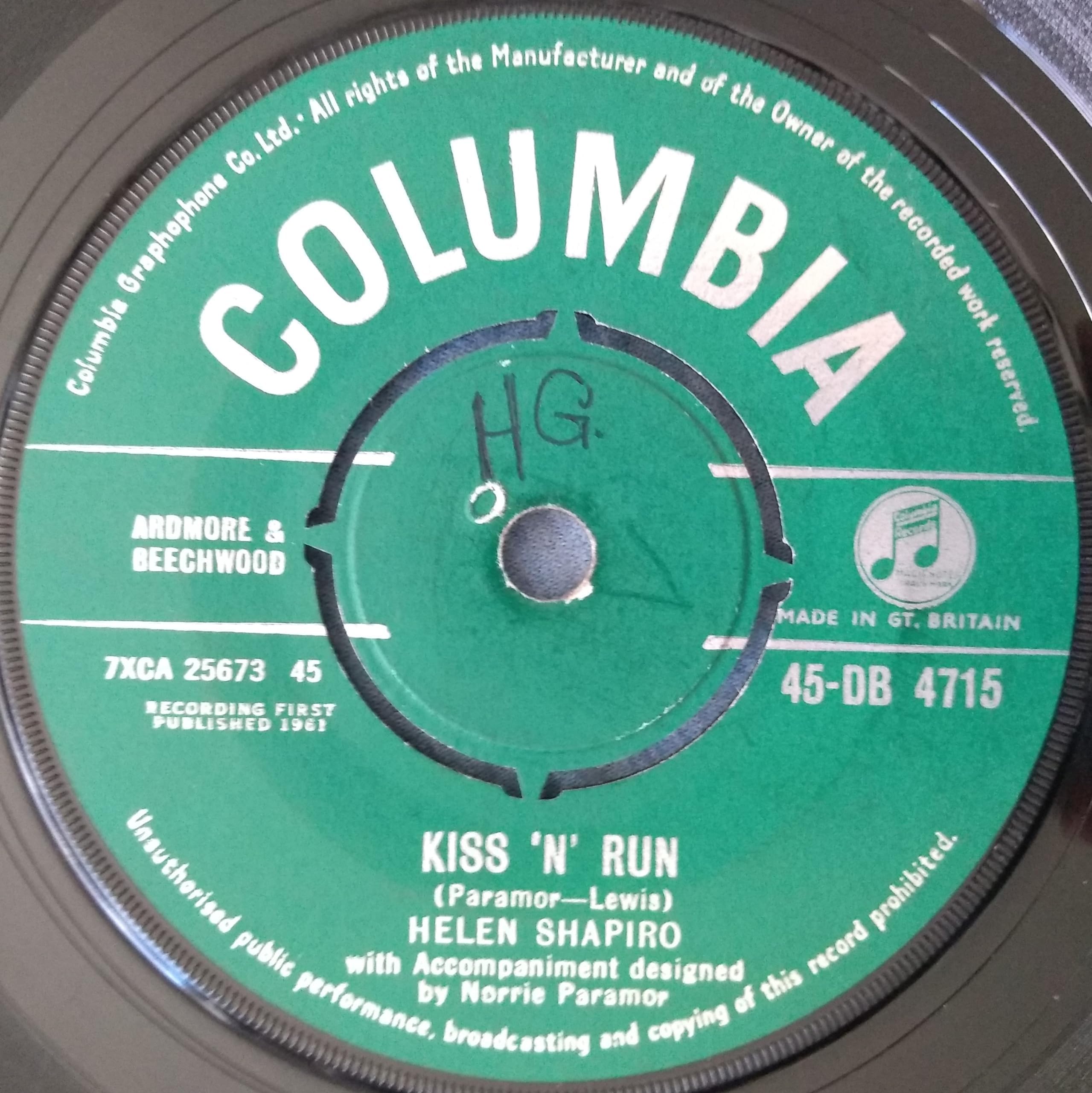 Helen Shapiro - Walkin' Back To Happiness (Columbia 1961) 7" vinyl single VG/-