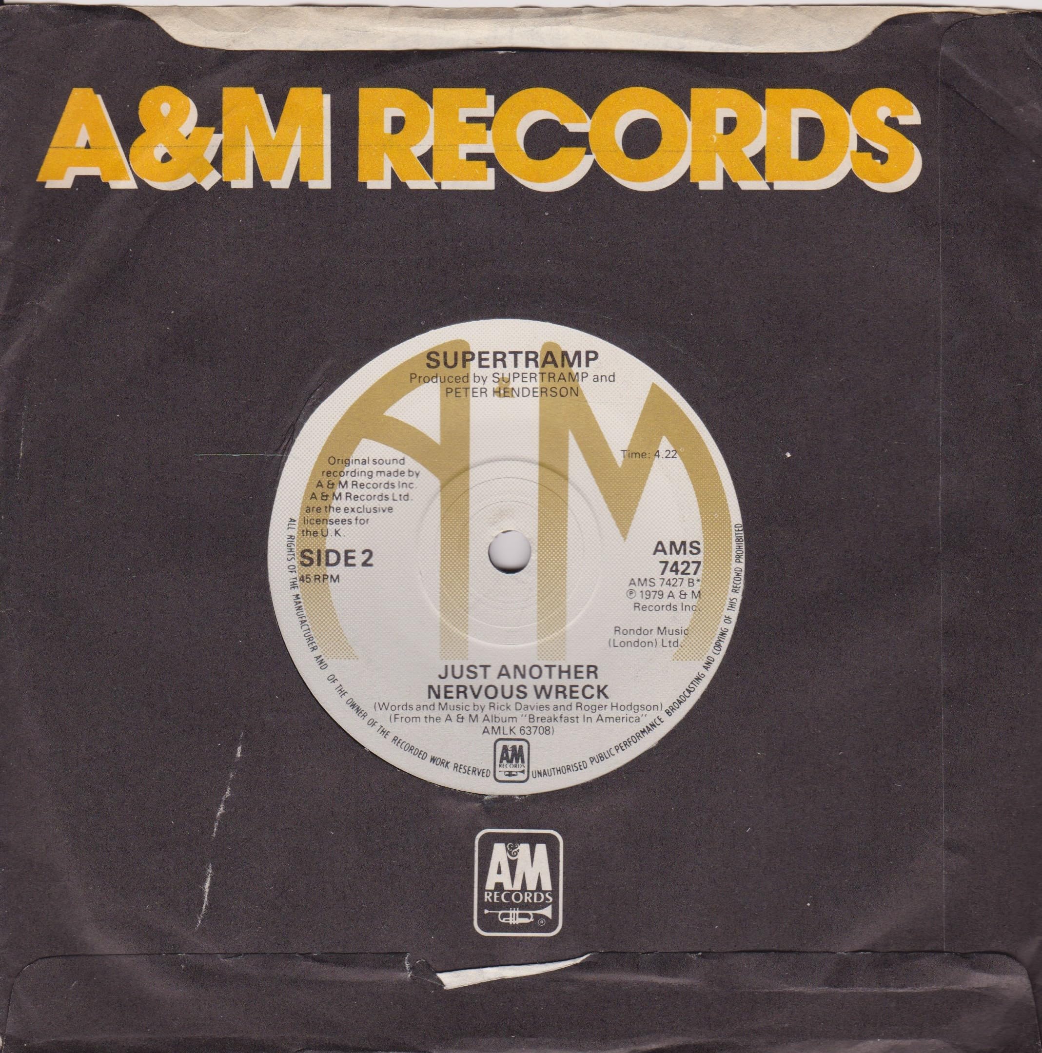 Supertramp - The Logical Song (A&M 1979) 7" vinyl single VG/VG