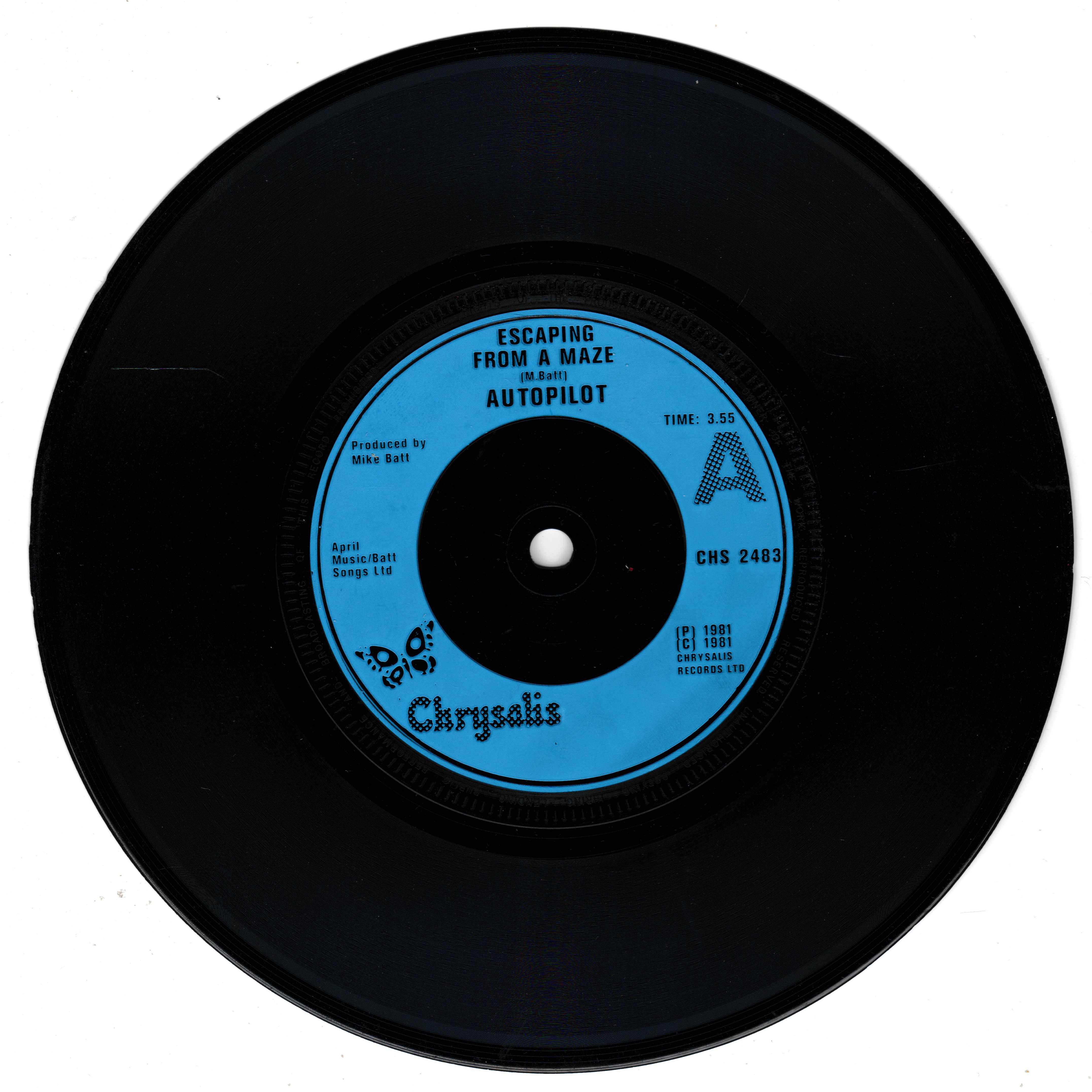 Autopilot – Escaping From A Maze (Chrysalis, 1981) 7" vinyl single VG/VG