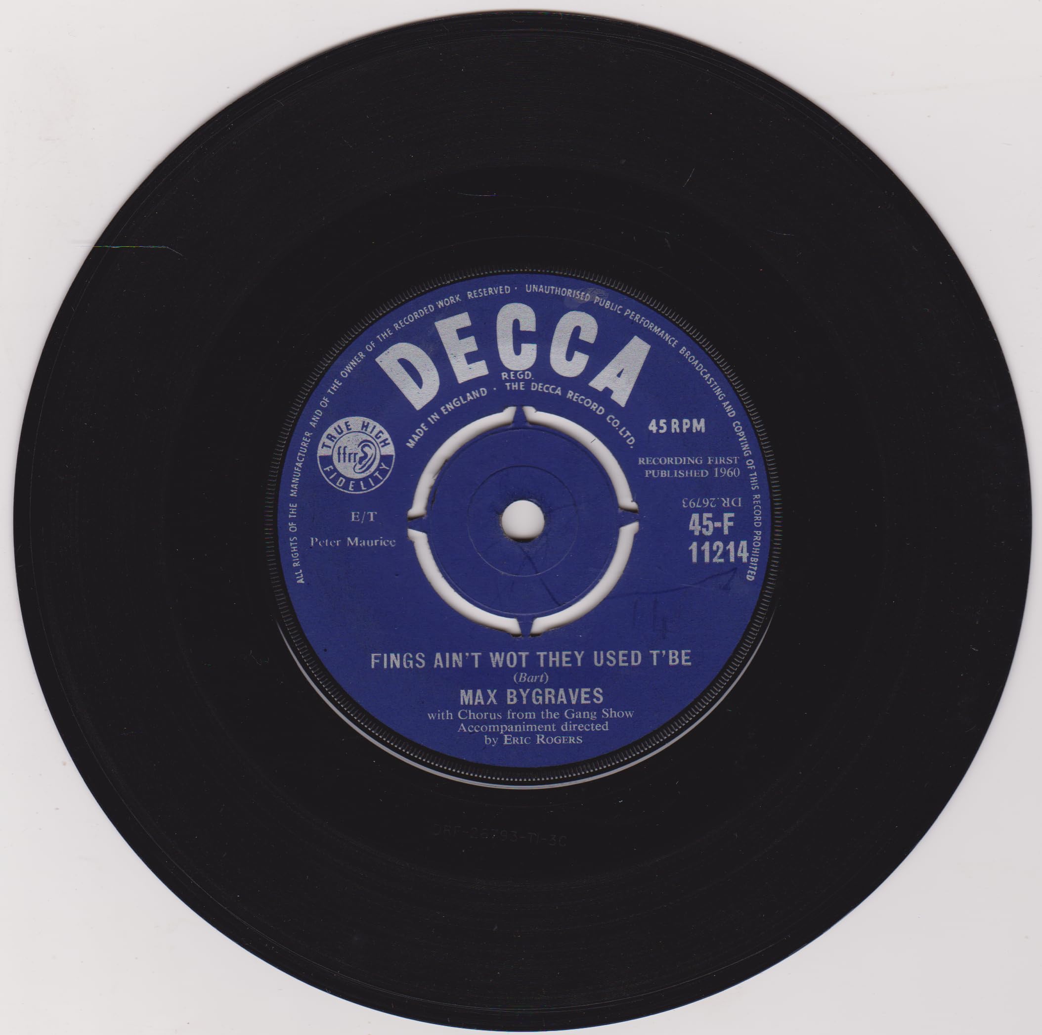 Max Bygraves – Fings Ain't Wot They Used T'Be (Decca 1960) 7" vinyl single VG/-