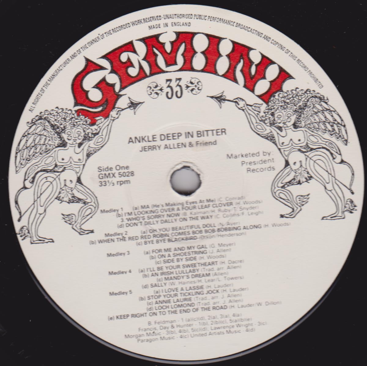 Jerry Allen - Ankle Deep In Bitter (Gemini 1968) 12" vinyl LP VG/VG
