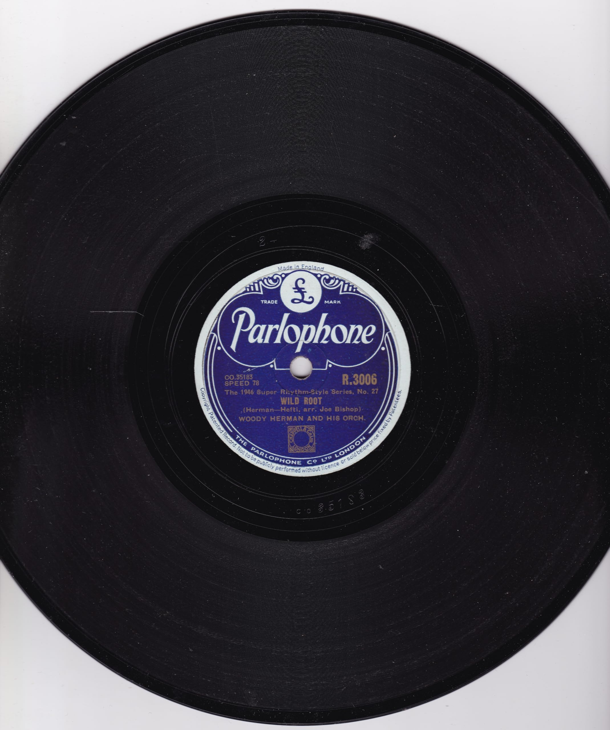 Woody Herman and His Orchestra - Wild Root (Parlophone 1948) 10! 78 RPM shellac single VG/G