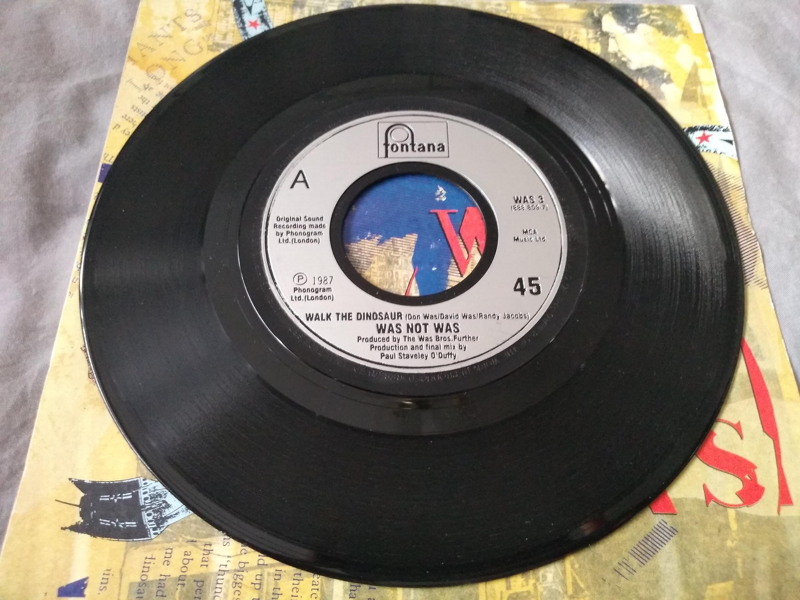 Was (Not Was) – Walk the Dinosaur (Fontana 1987) 7" vinyl single VG/VG jukebox centre