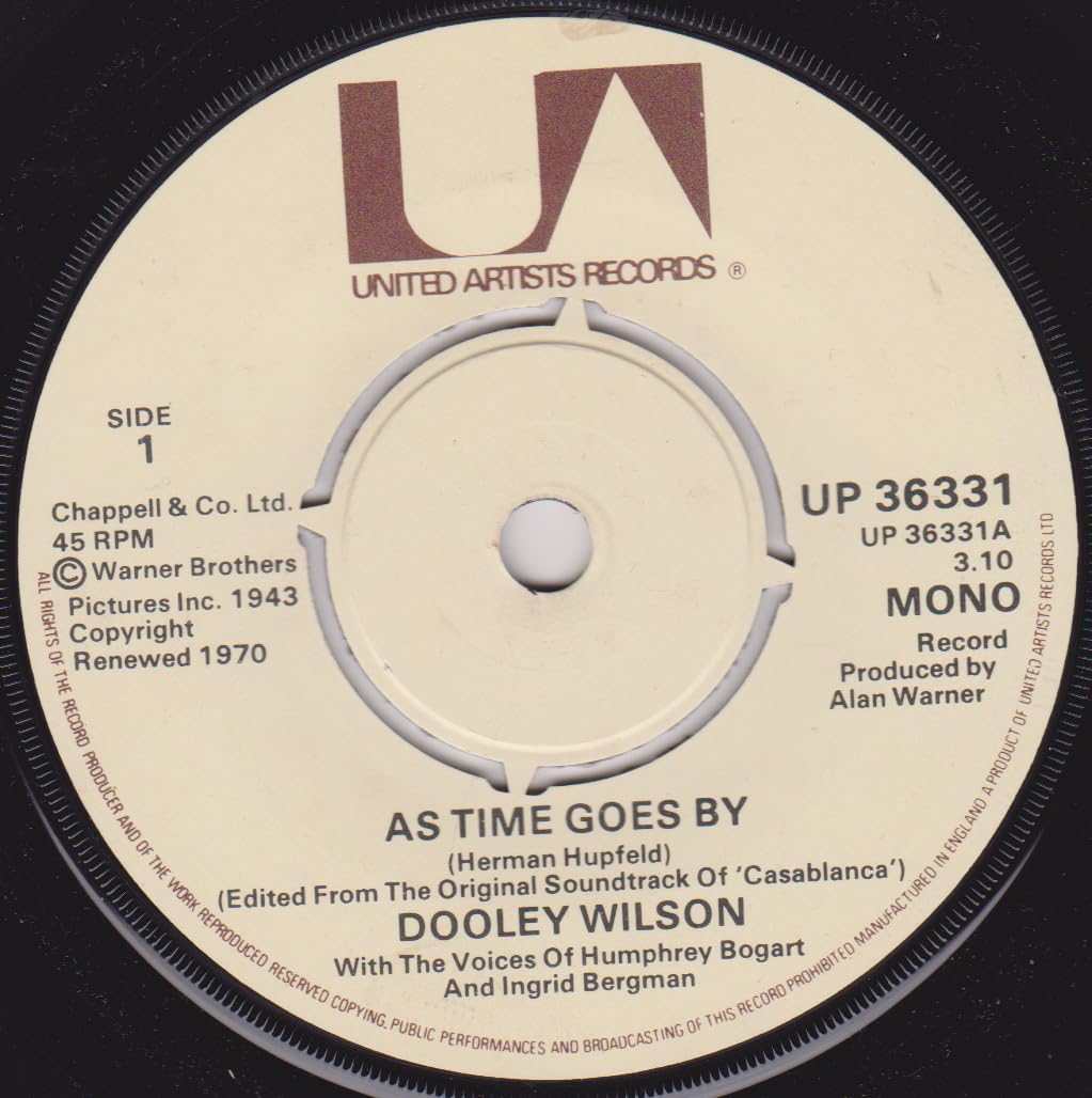 Dooley Wilson With The Voices Of Humphrey Bogart And Ingrid Bergman - As Time Goes By (UA 1977) 7" vinyl single VG/-