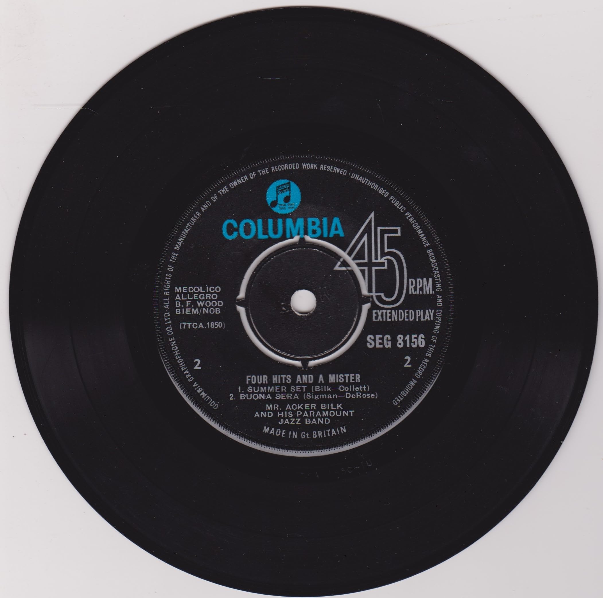 Acker Bilk - Four Hits and a Mister (Columbia 1962) 7" vinyl EP VG/VG
