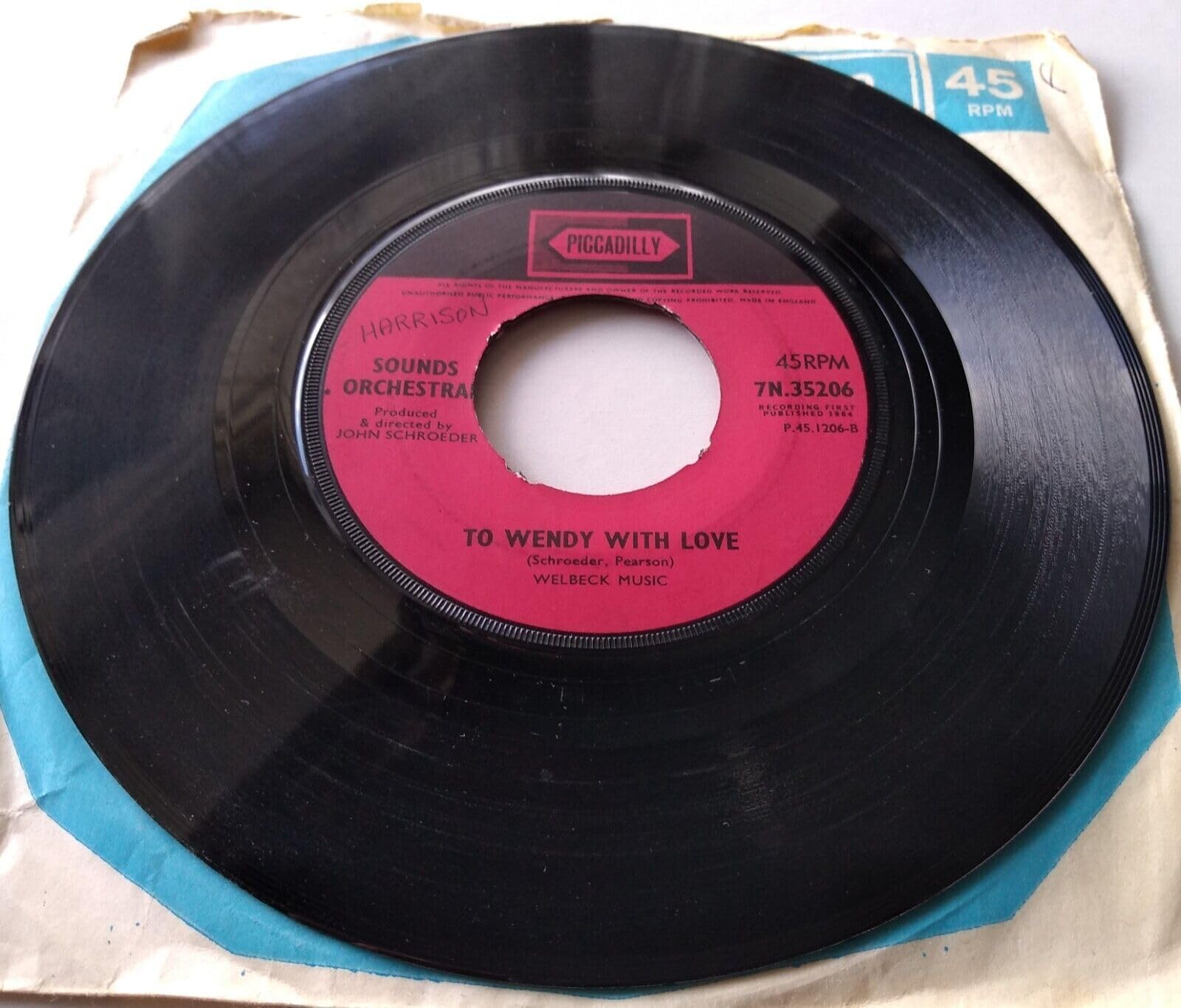 Sounds Orchestral - Cast Your Fate To The Wind  (Piccadilly 1964) 7" vinyl single VG/- jukebox centre