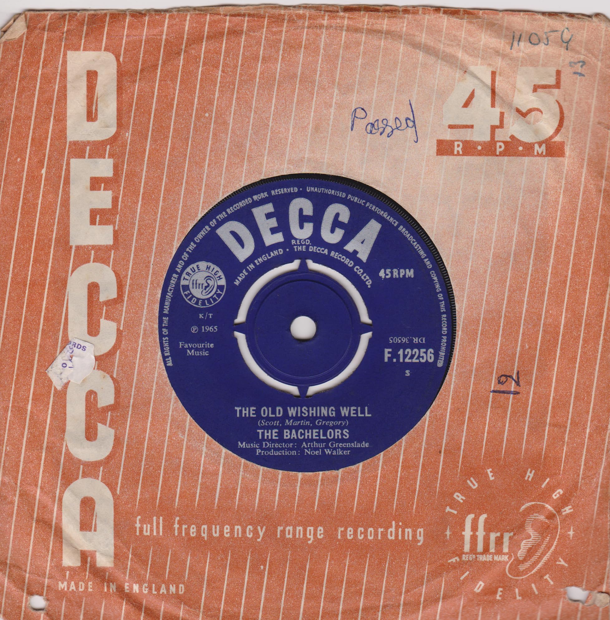 The Bachelors – In The Chapel In The Moonlight (Decca 1965) 7" vinyl single VG/VG