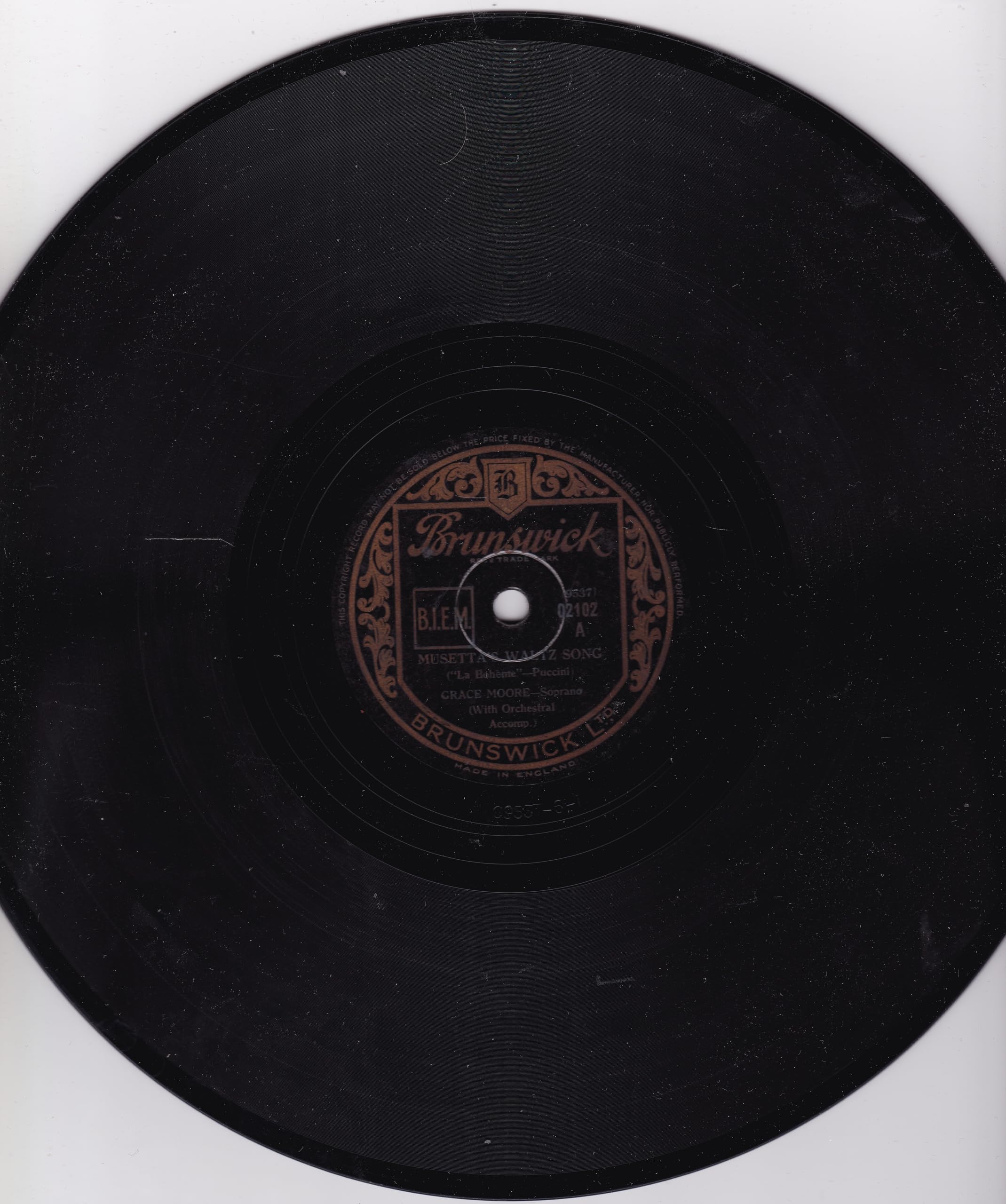 Grace Moore - Musetta’s Waltz Song (Brunswick) 10" 78RPM shellac single VG/-