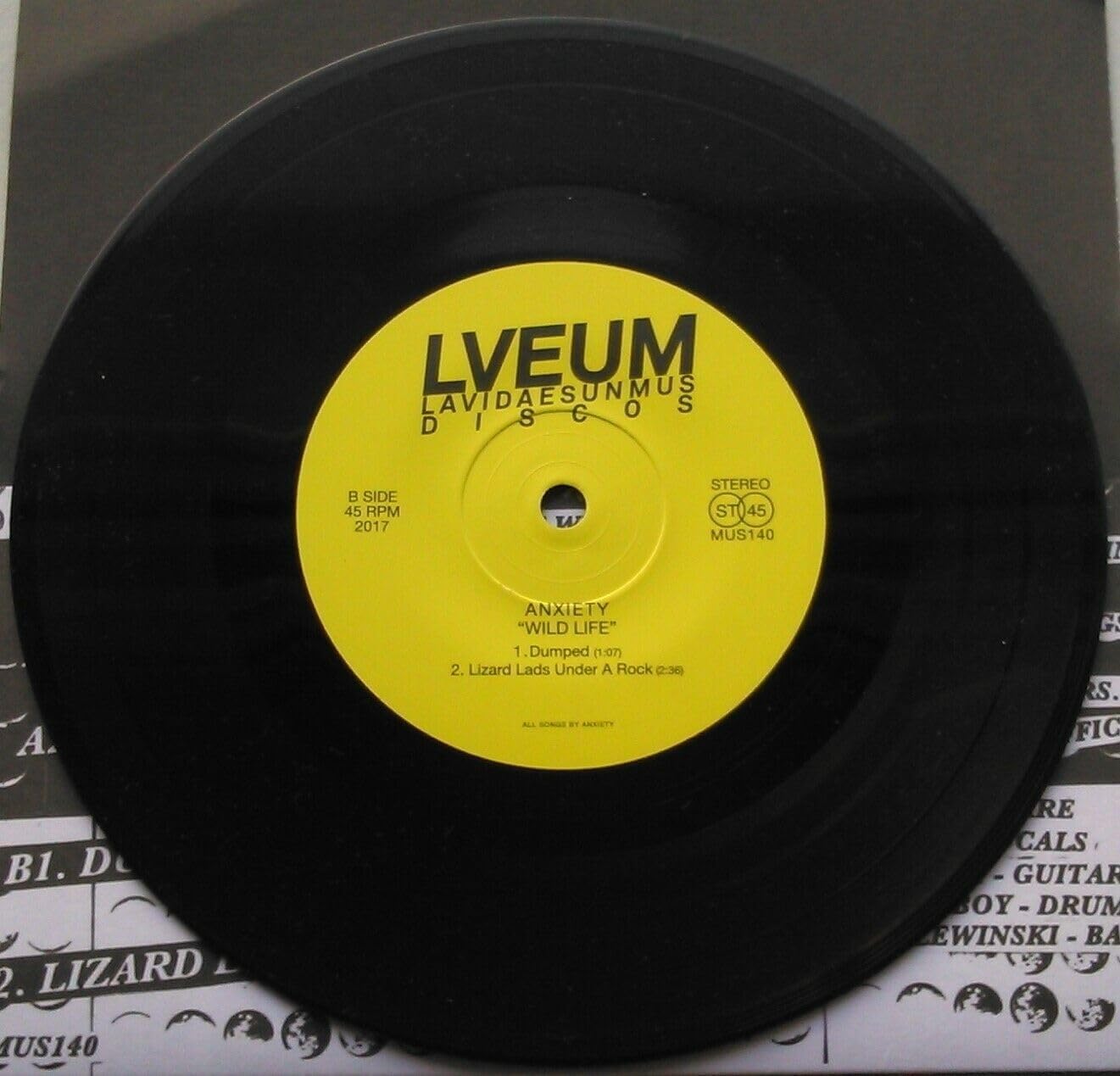 Anxiety - Wildlife (La Vida Es Un Mus 2017) 7" vinyl single VG/VG