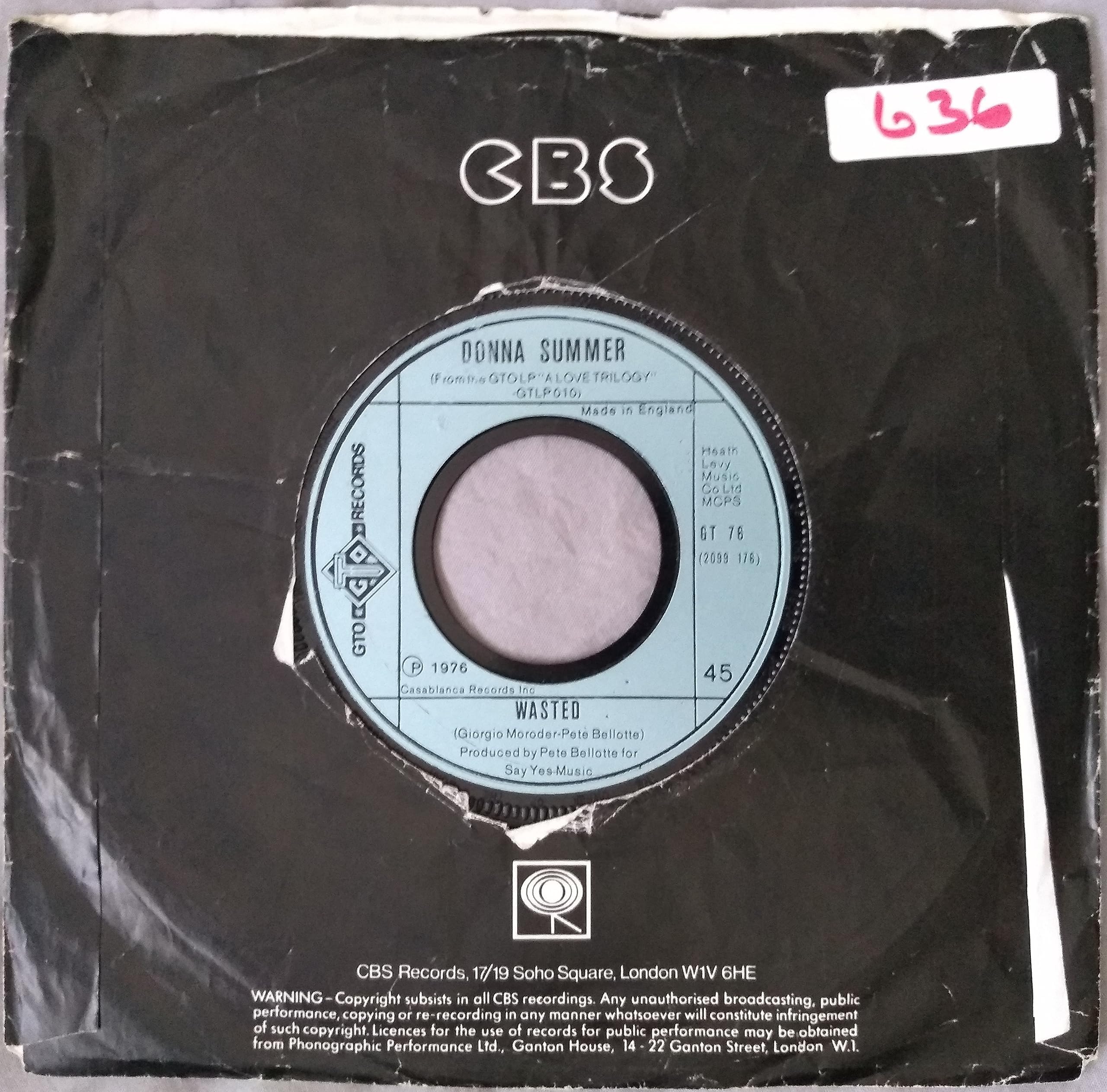 Donna Summer – Winter Melody (GTO 1976) 7" vinyl single VG/- jukebox centre