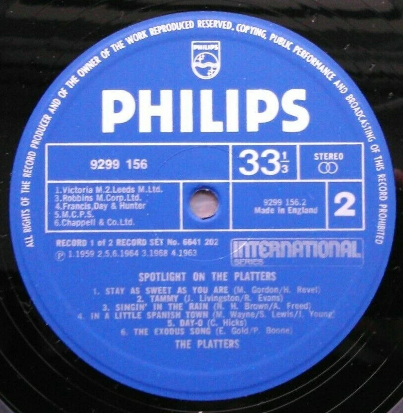 Platters – Spotlight On The Platters (Philips, 1975) 2x12" vinyl LP VG/VG