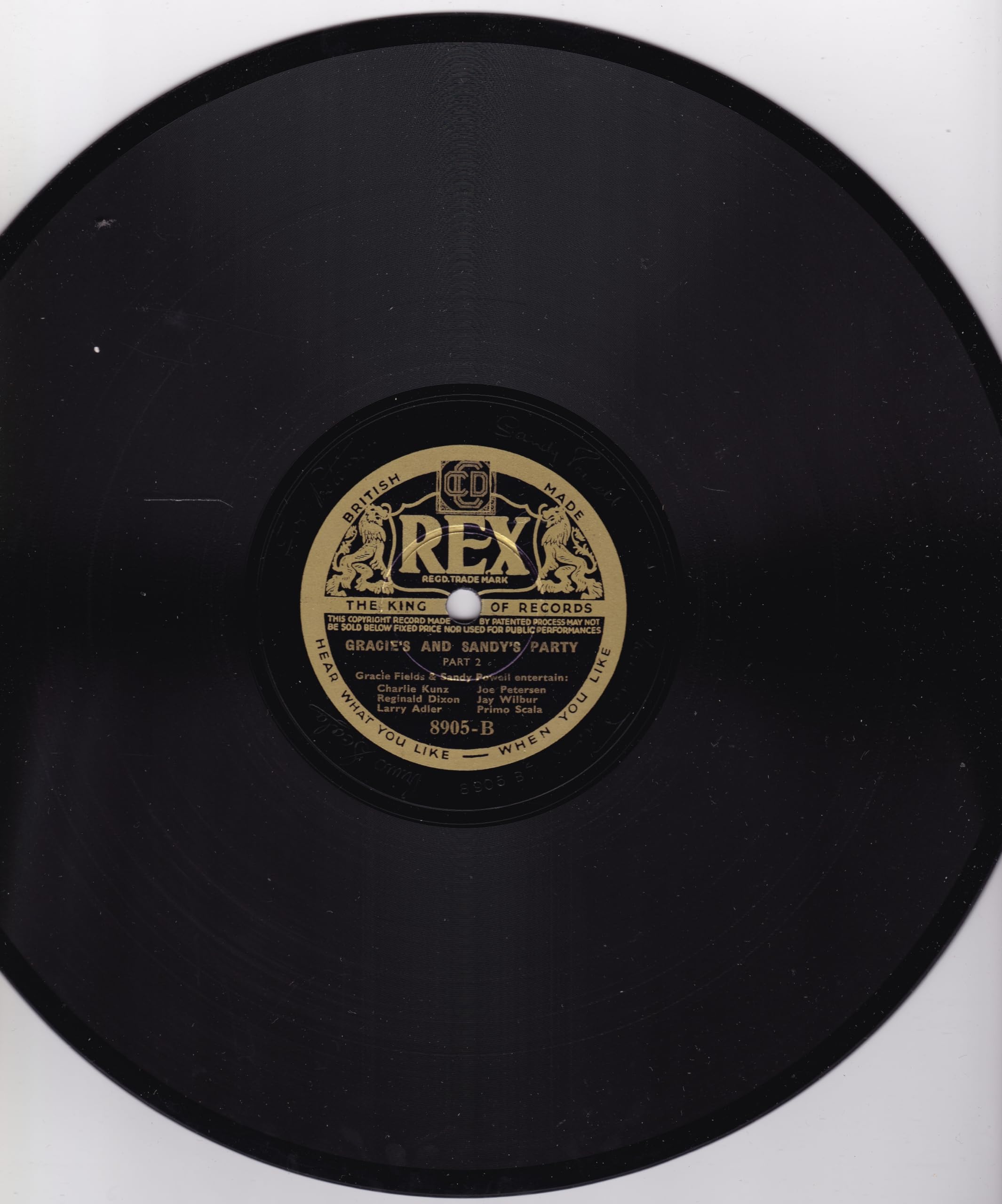Gracie Fields & Sandy Powell - Gracie's and Sandy's Party, Part 1 (Rex 1936) 10" 78RPM shellac single VG/-