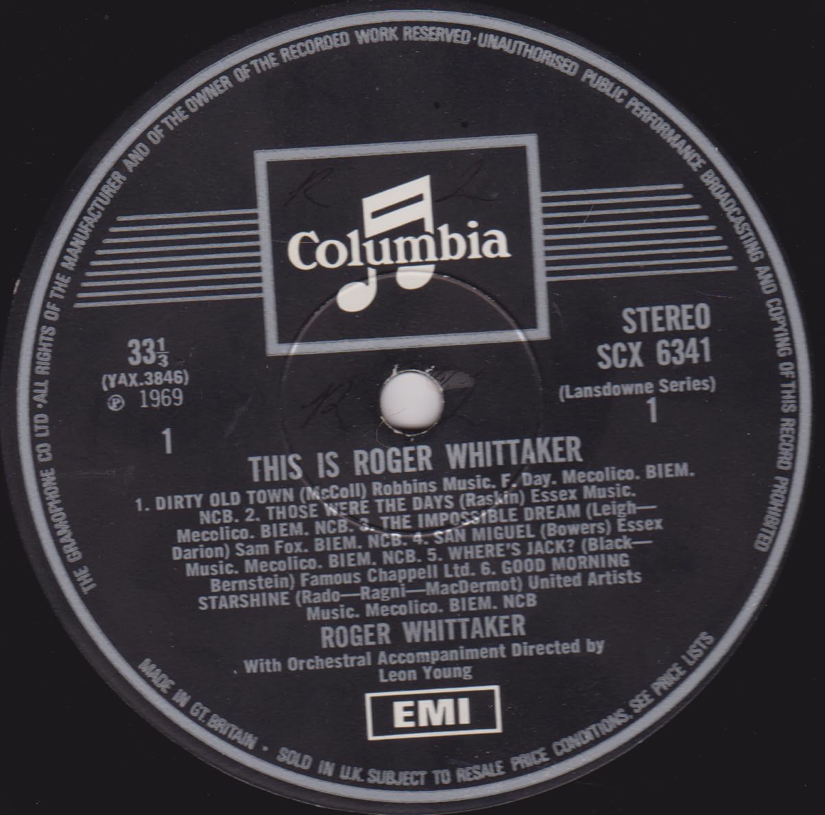 Roger Whittaker – This is Roger Whittaker (Columbia 1969) 12" vinyl LP VG/VG