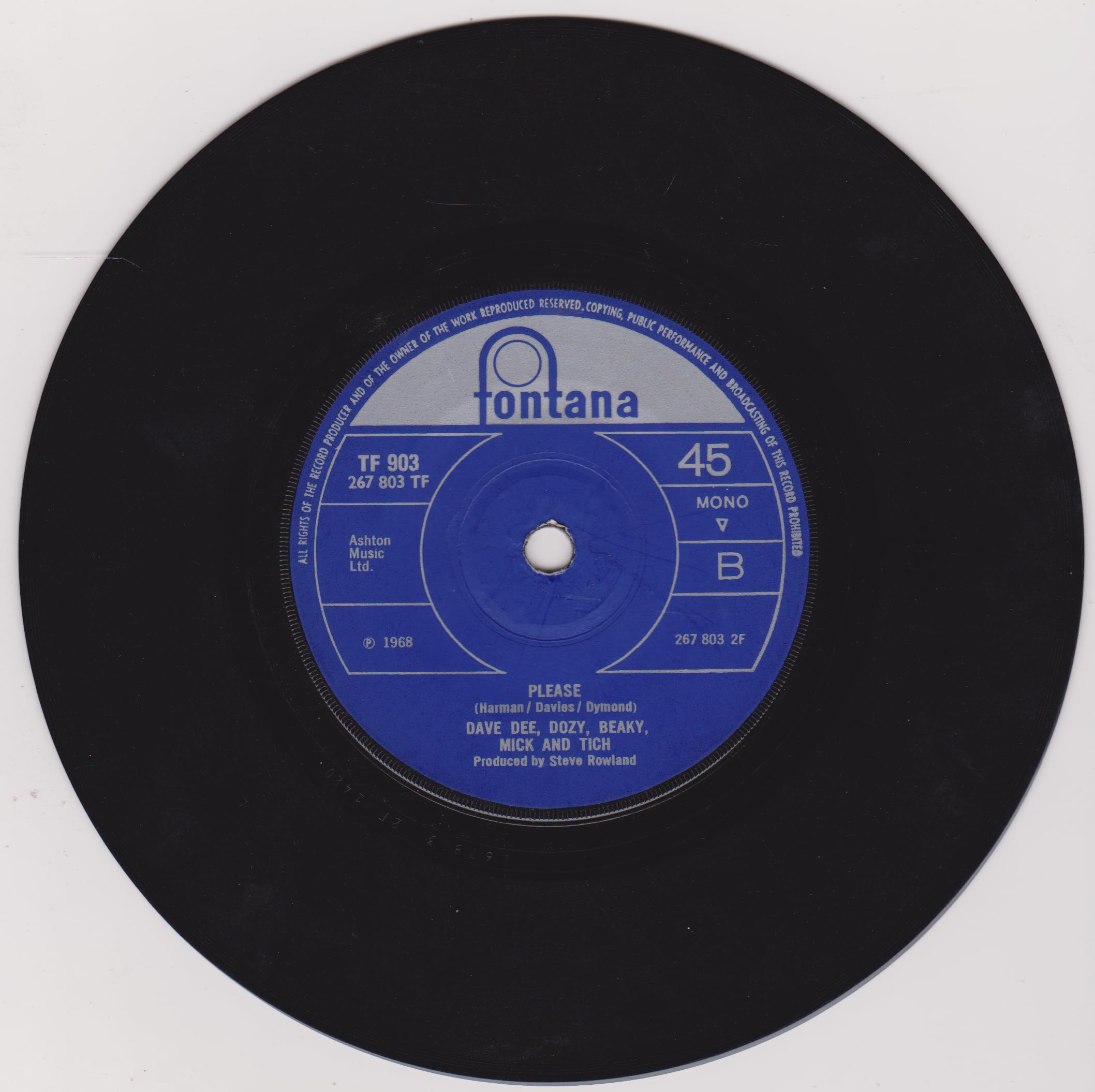 Dave Dee, Dozy, Beaky, Mick & Tich – The Legend Of Xanadu (Fontana 1968) 7" vinyl single VG/VG