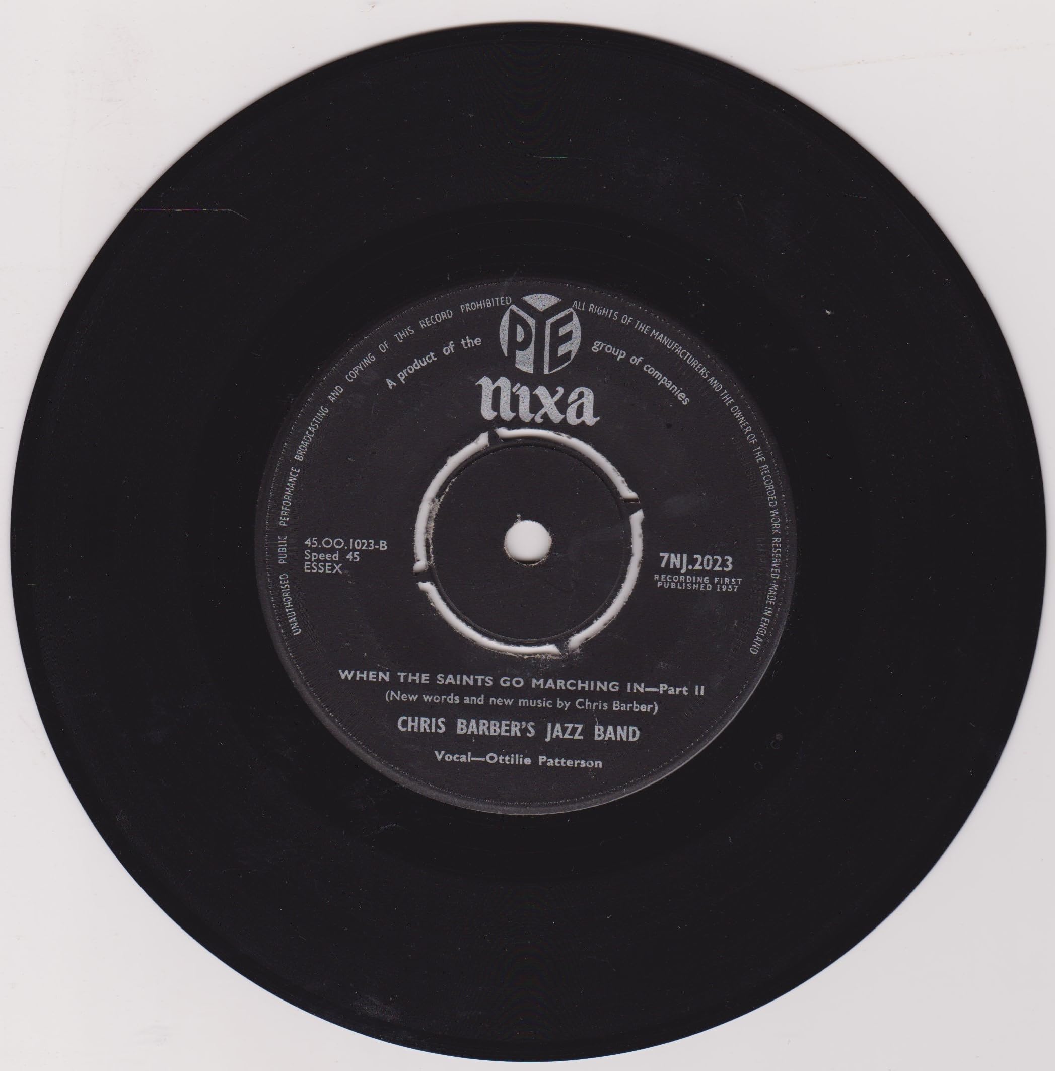 Chris Barber's Jazz Band ‎– When The Saints Go Marching In (Pye 1957) 7" vinyl single VG/VG