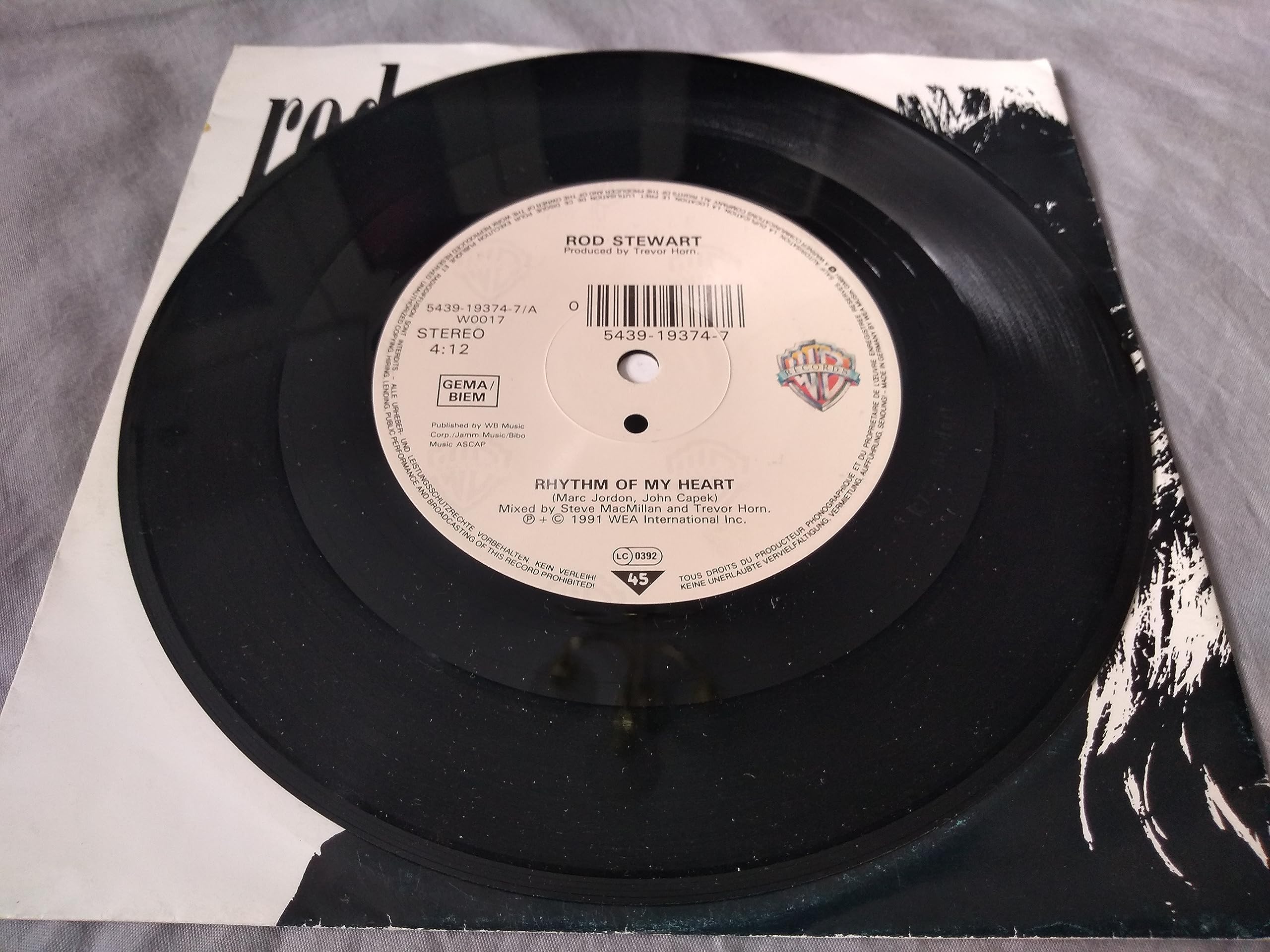 Rod Stewart - Rhythm of My Heart (WB 1991) 7" vinyl single VG/VG