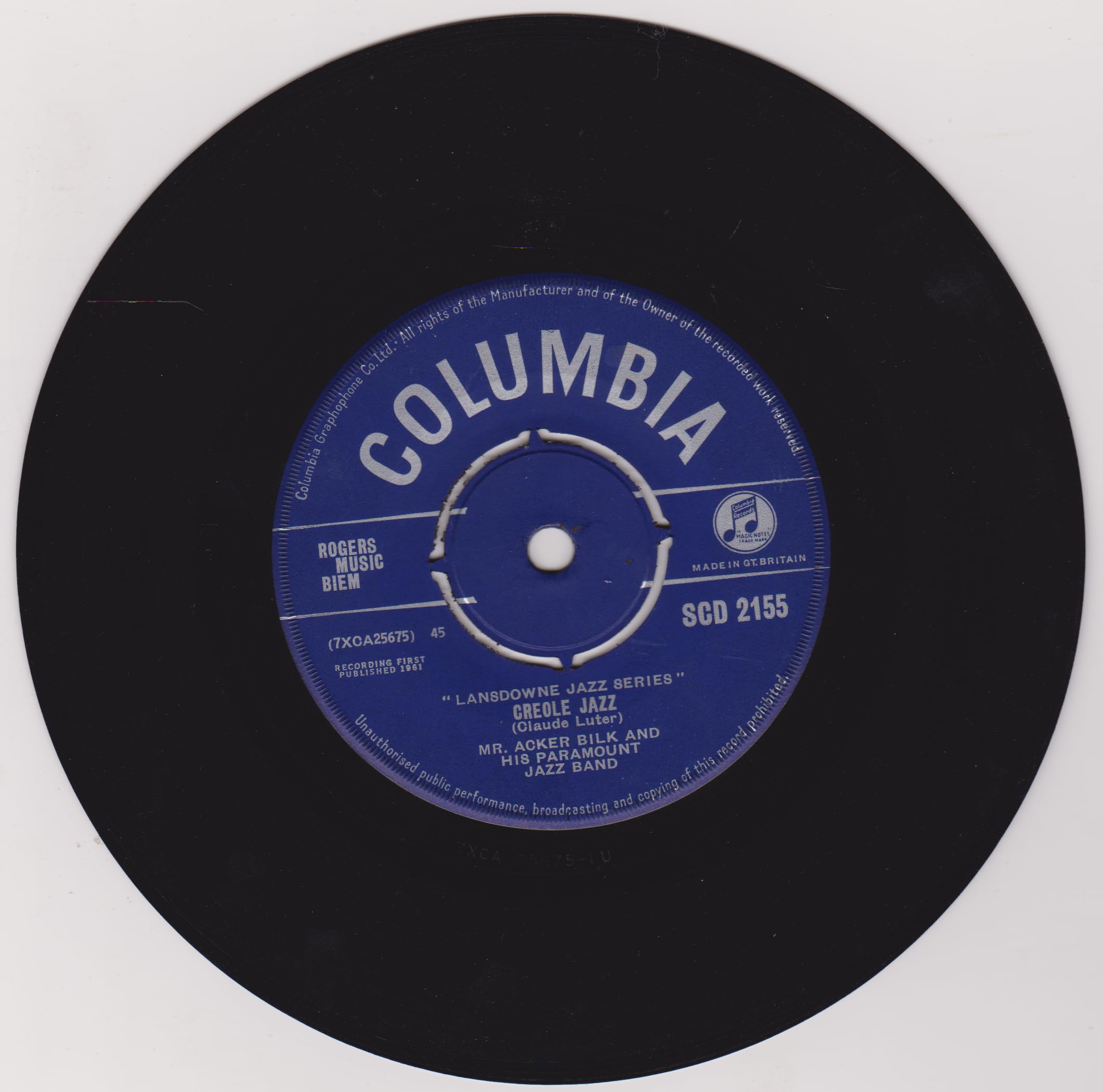 Mr. Acker Bilk and His Paramount Jazz Band - Stars and Stripes Forever (Pye 1962) 7" vinyl single VG/VG