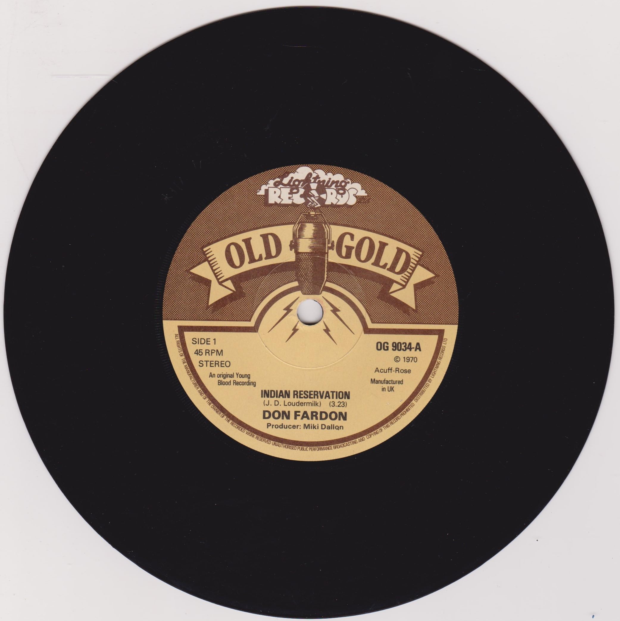 Don Fardon - Indian Reservation (Old Gold 1979) 7" vinyl single VG/VG