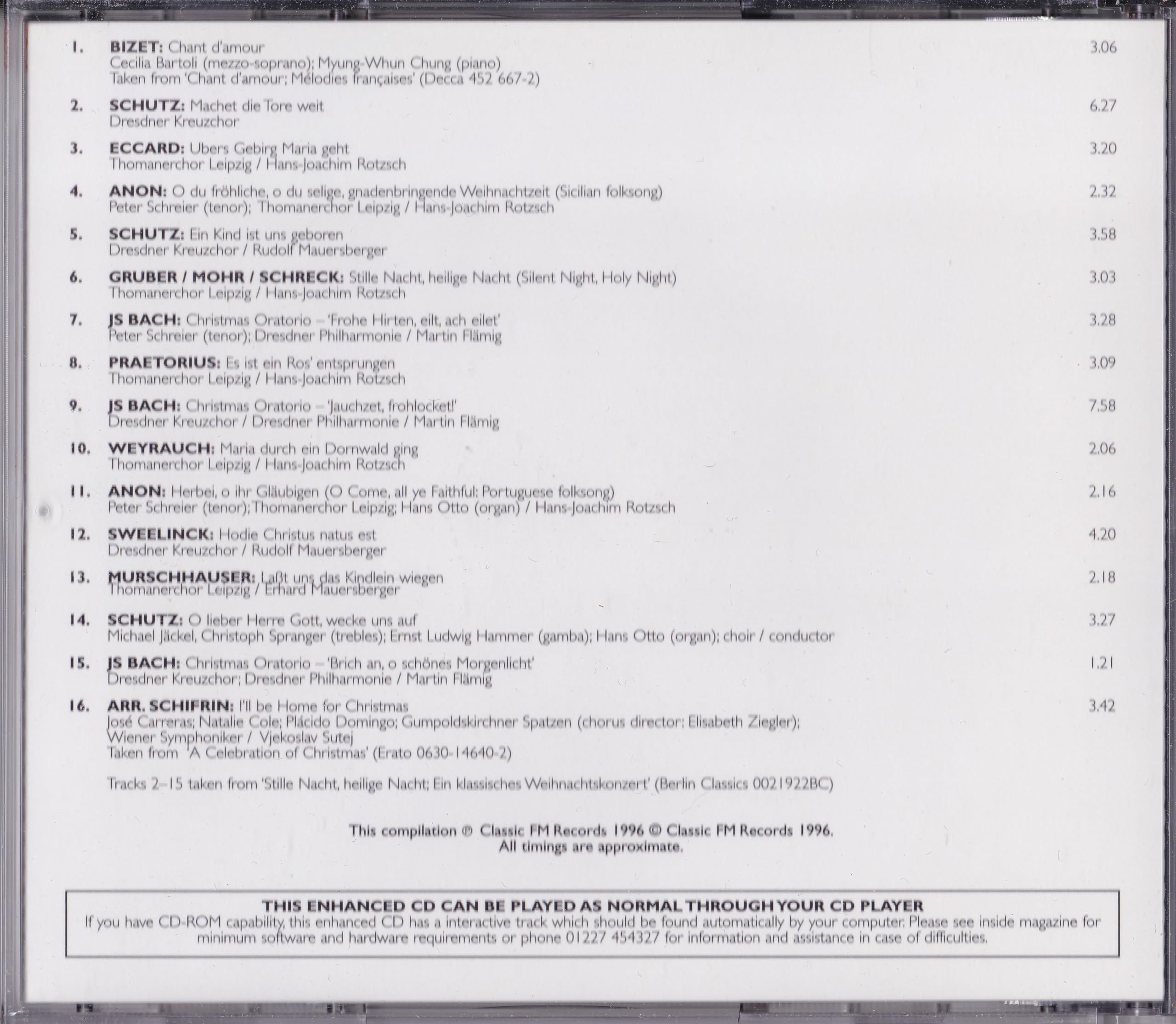 Various - Classic FM Christmas Choral Concert (1996) CD album