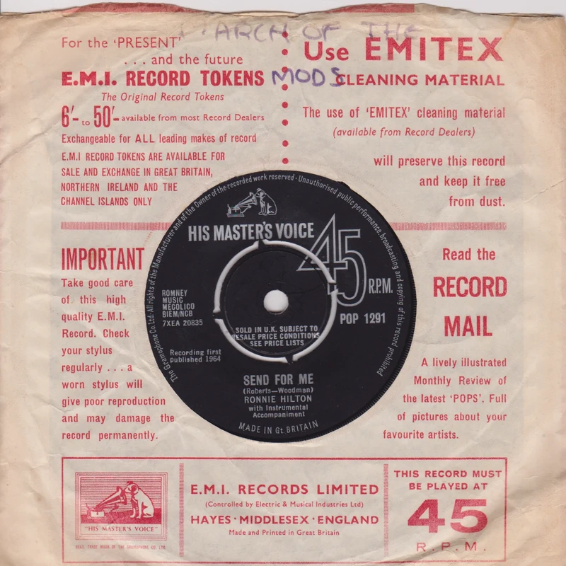 Ronnie Hilton – Don't Let The Rain Come Down (HMV 1964) 7" vinyl single VG/VG