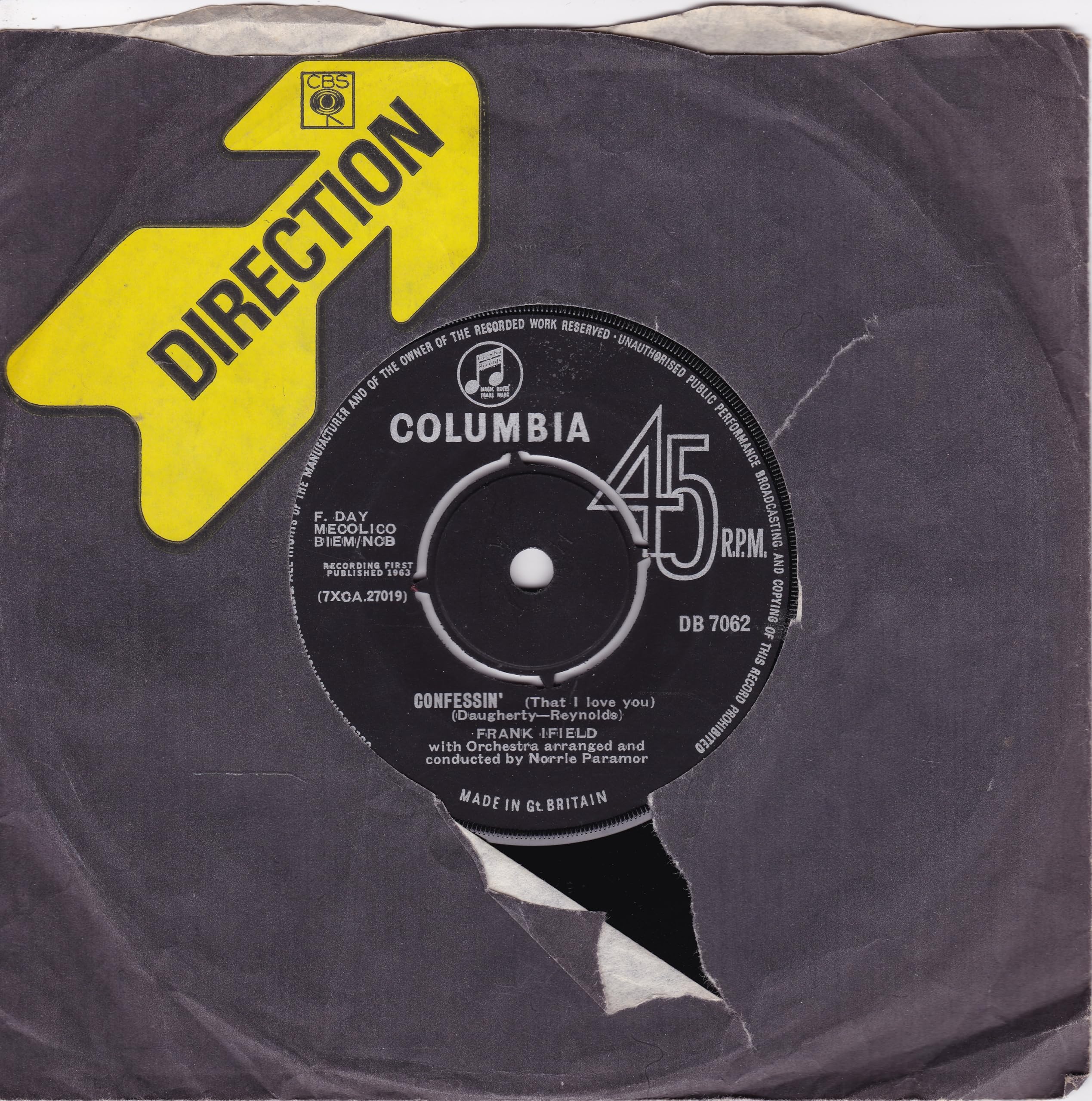 Frank Ifield - Confessin' (That I Love You) (Columbia 1963) 7" vinyl single VG/-