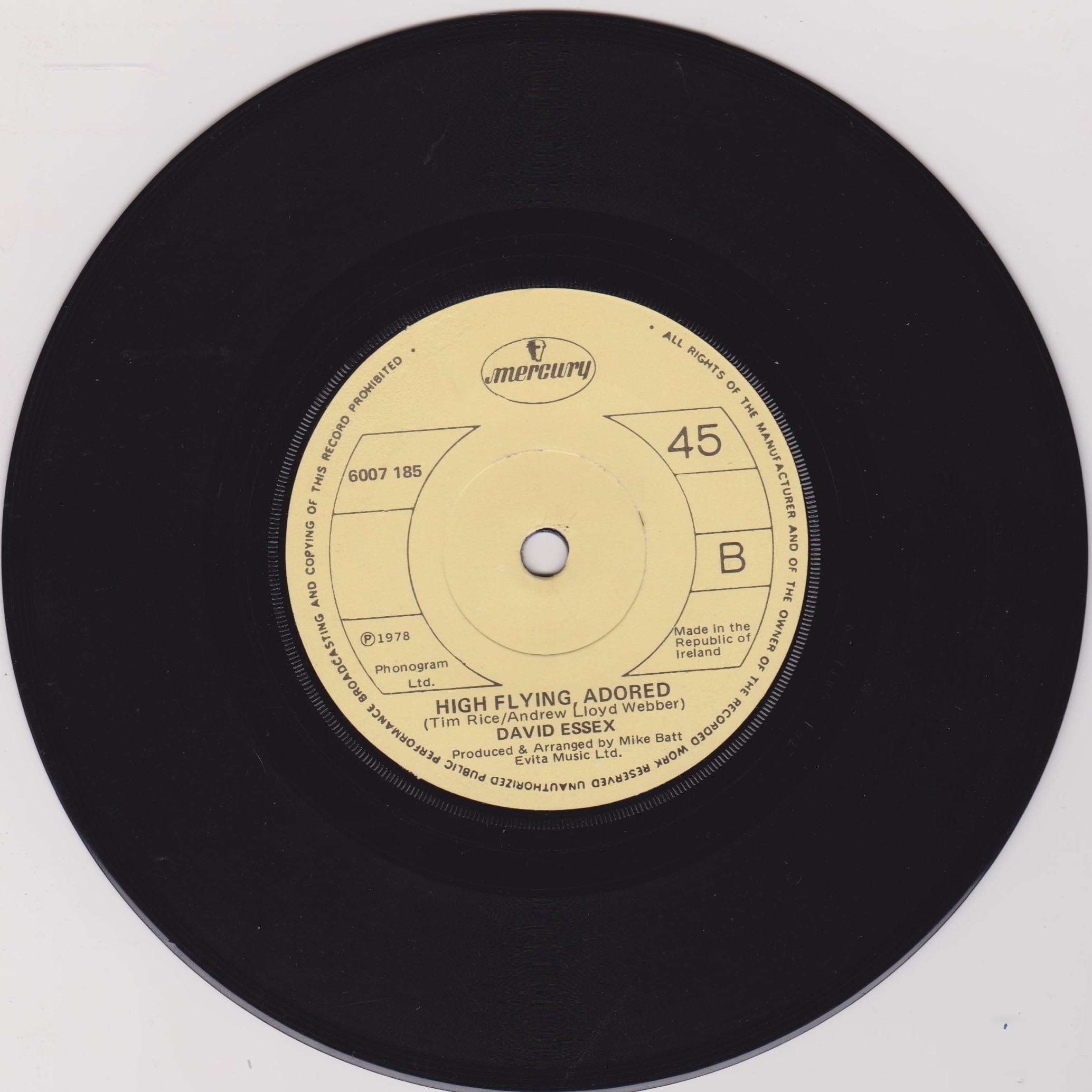 David Essex ‎– Oh What A Circus (Mercury 1978) 7" vinyl single VG/- Ireland