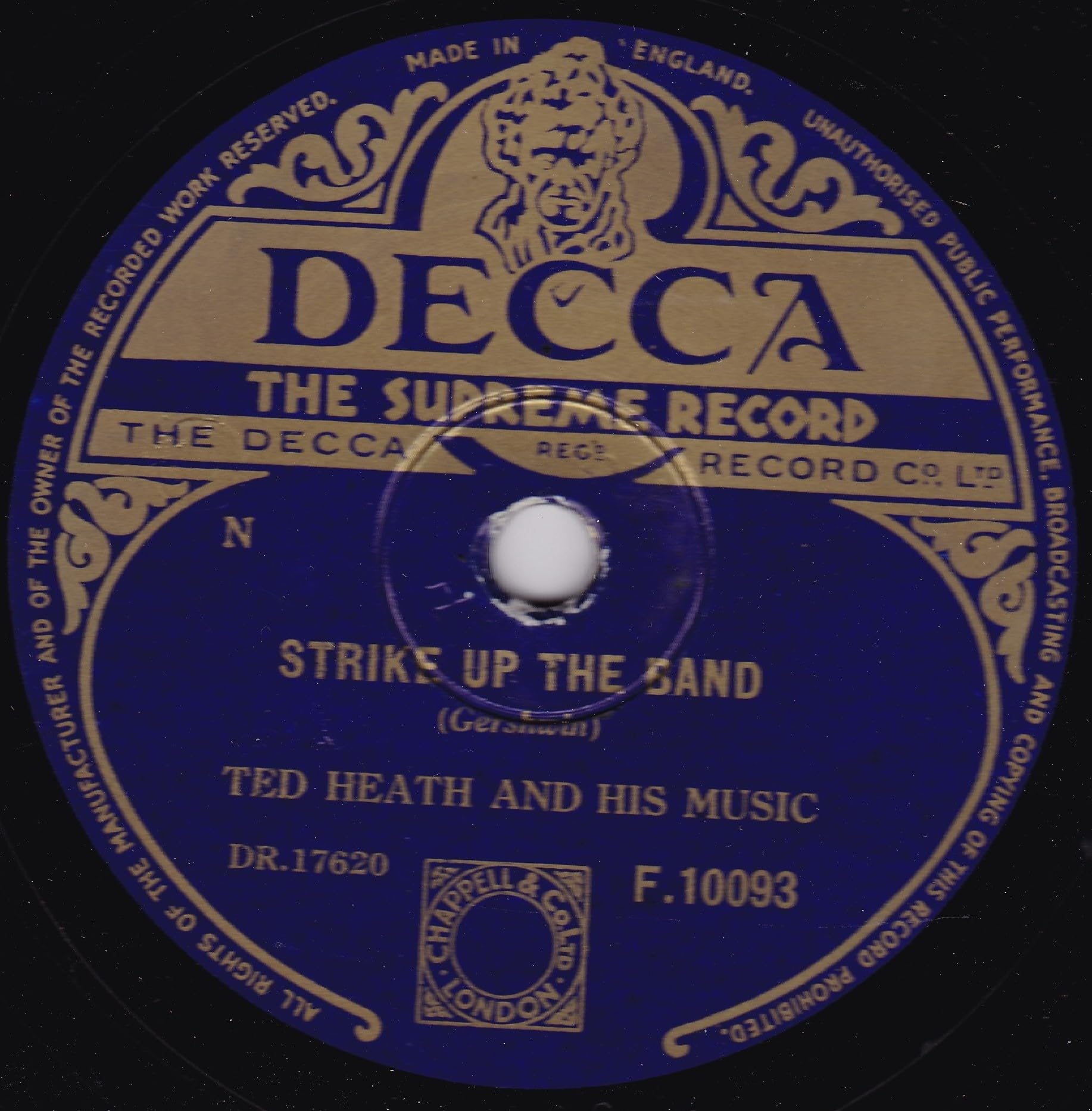 Ted Heath And His Music – Strike Up The Band (Decca 1953) 10" 78RPM shellac single VG/-