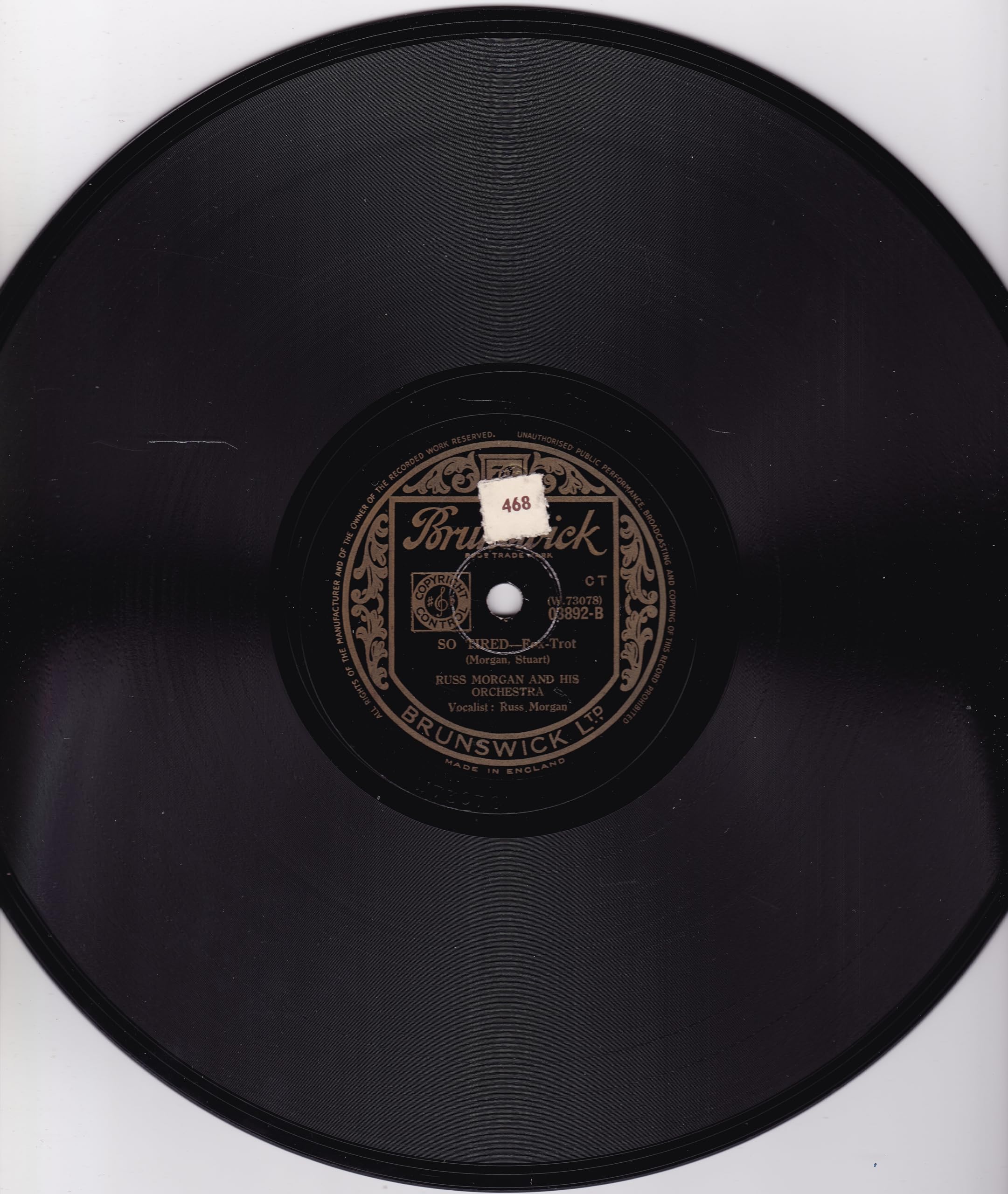 Russ Morgan And His Orchestra ‎– The More We Are Together (Brunswick 1948) 10" 78RPM shellac single VG/-
