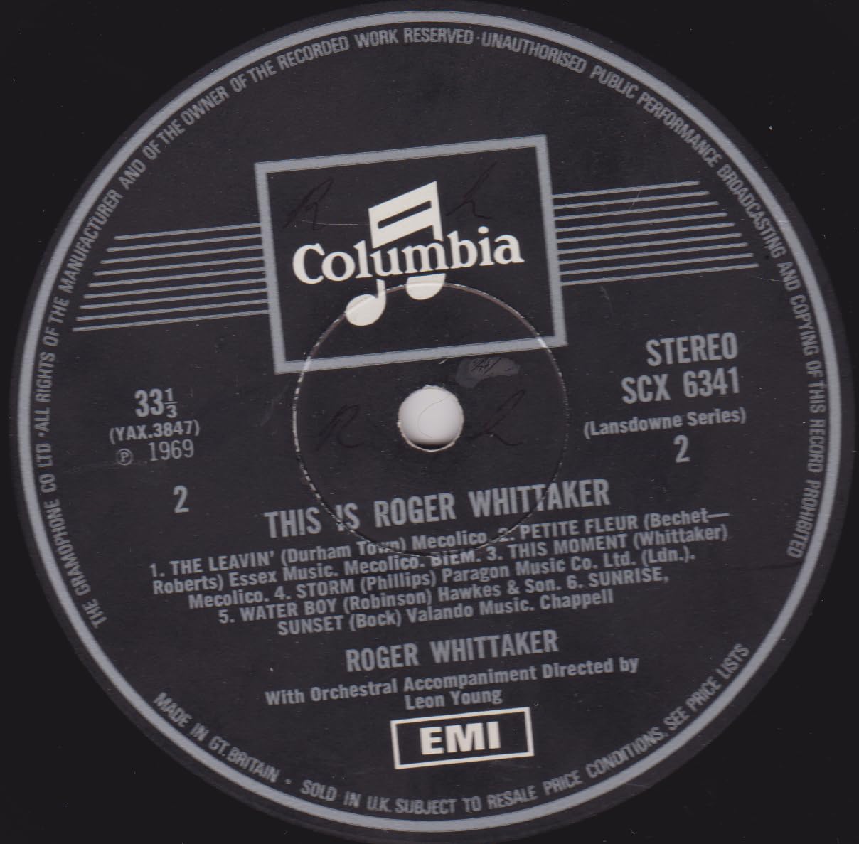 Roger Whittaker – This is Roger Whittaker (Columbia 1969) 12" vinyl LP VG/VG