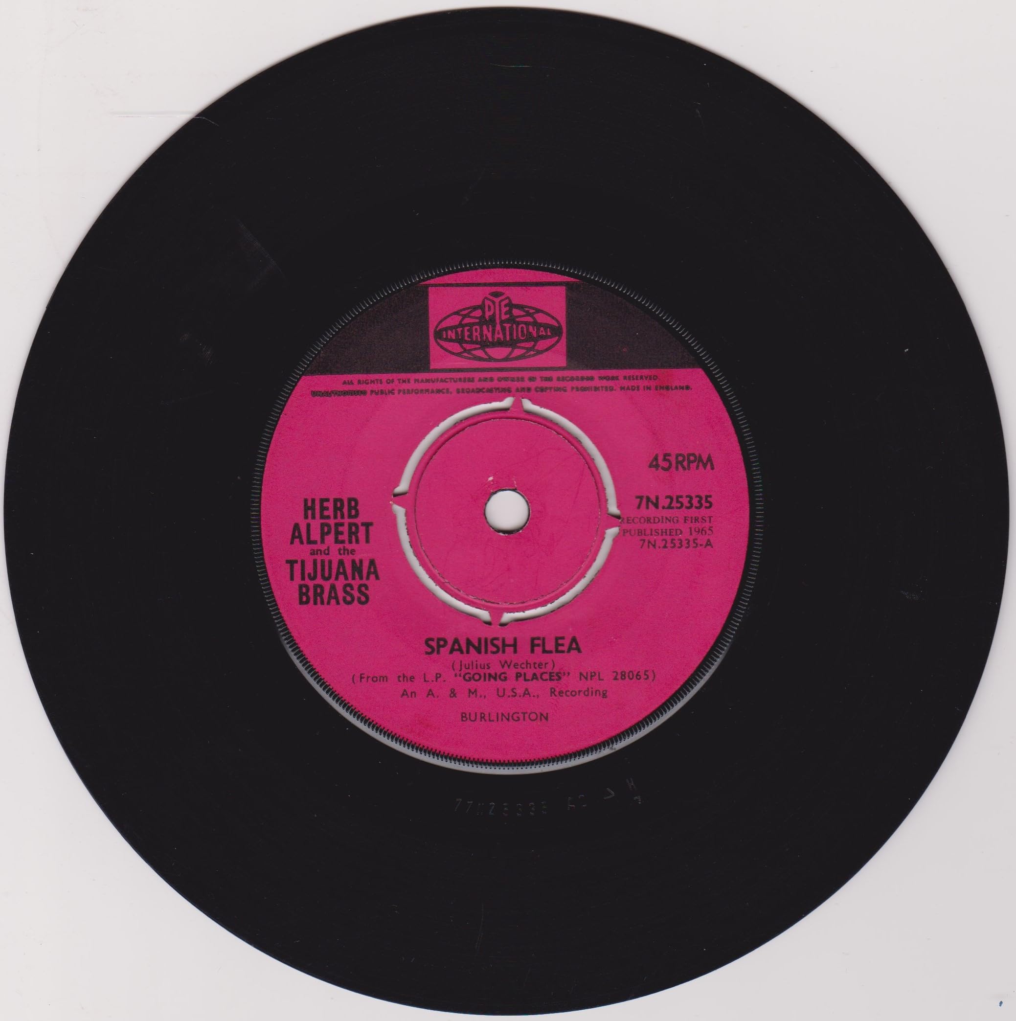 Herb Alpert & The Tijuana Brass  ‎– Spanish Flea (Pye 1965) 7" vinyl single VG/-